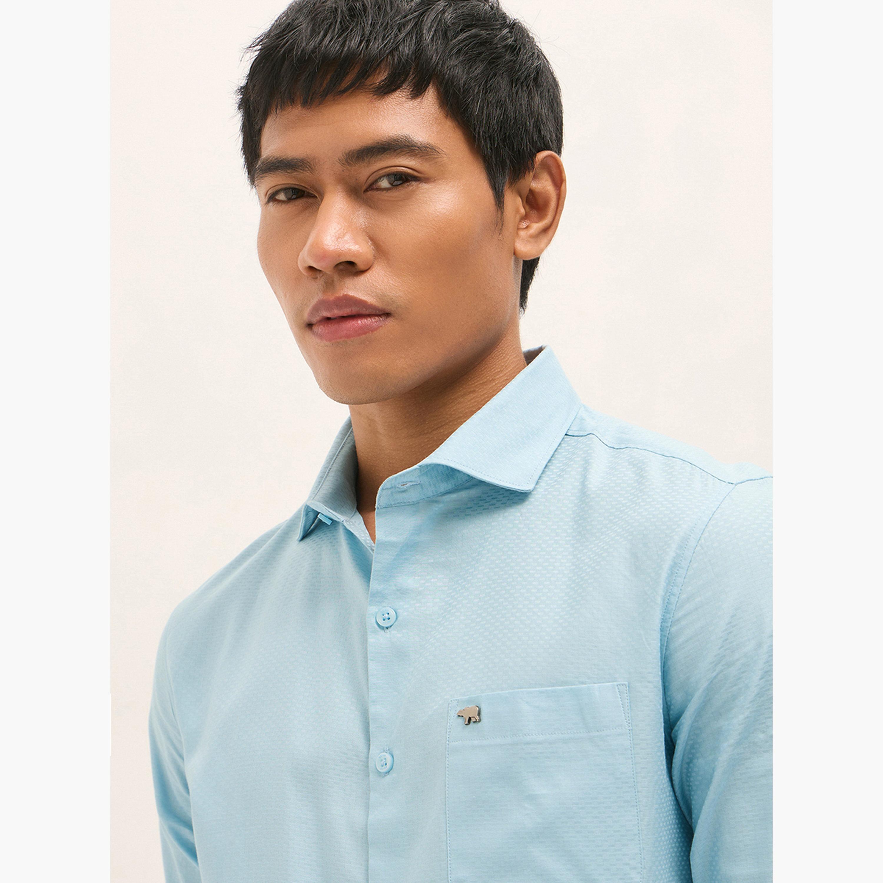 ذا بير هاوس × ستايلي - قميص رجالي رسمي تصميم منسوج قصة محددة-men-clothing-shirts-image-2