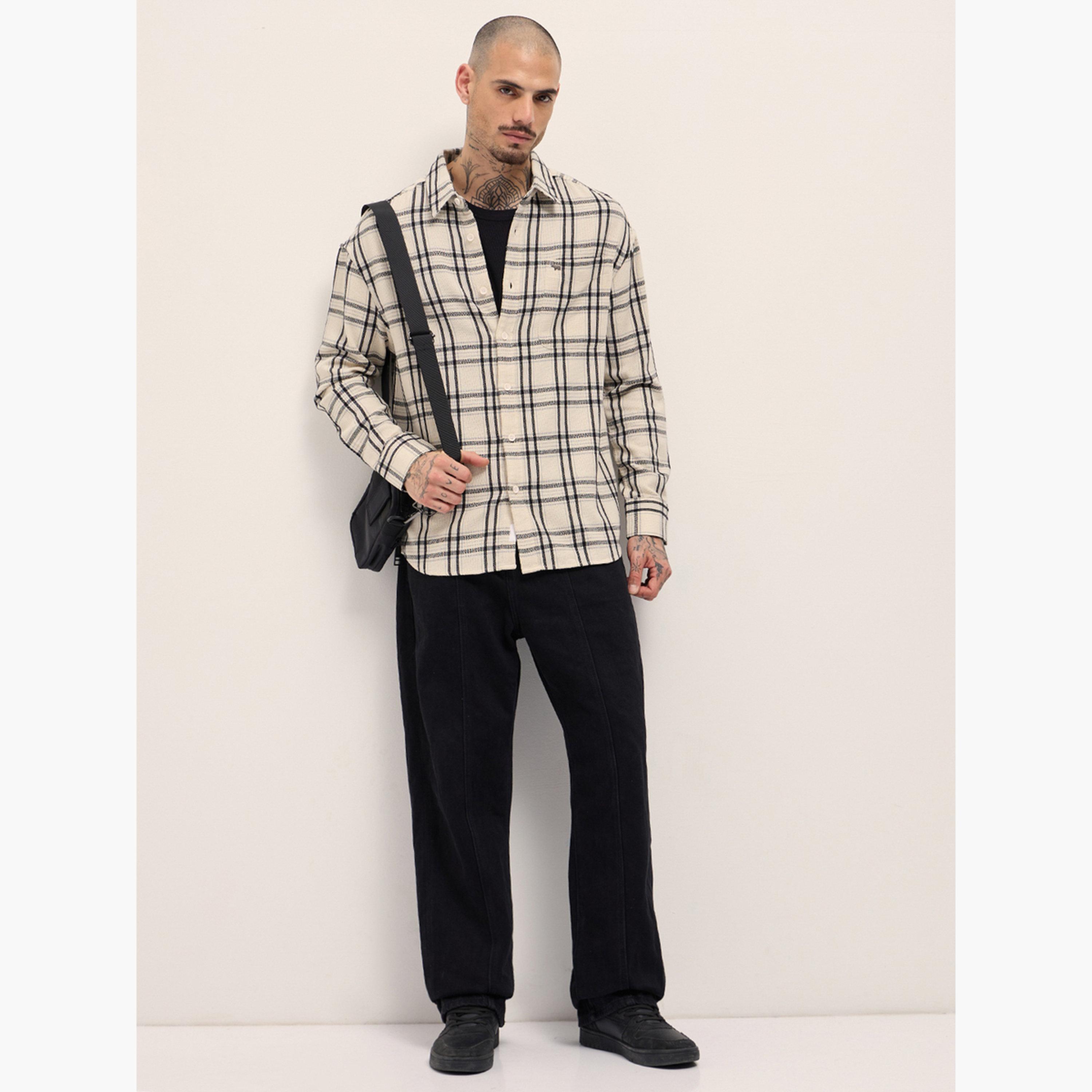 ذا بير هاوس × ستايلي - قميص رجالي كاجوال من القطن الخالص بنقشة مربعات-men-clothing-shirts-image-3