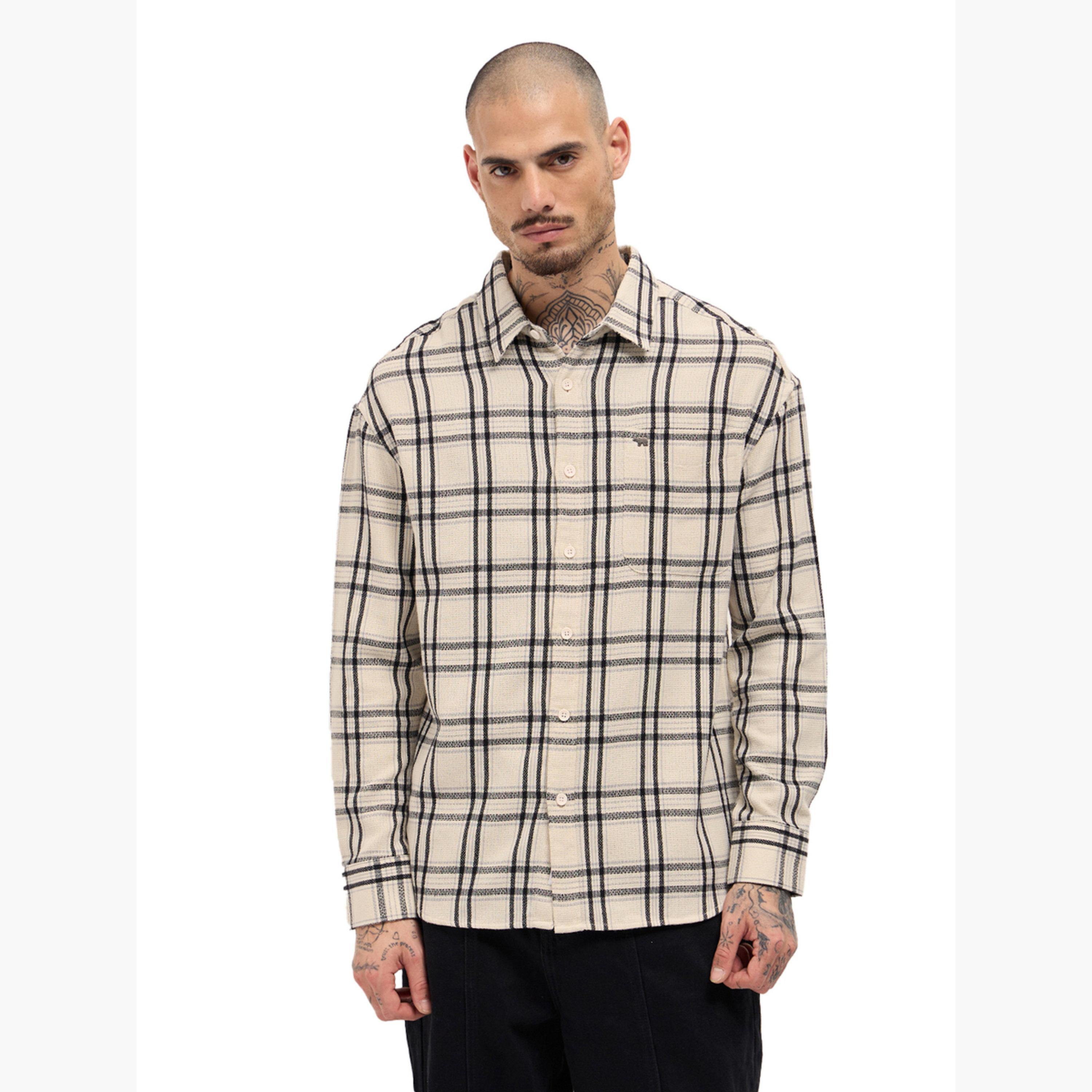 ذا بير هاوس × ستايلي - قميص رجالي كاجوال من القطن الخالص بنقشة مربعات-men-clothing-shirts-image-4