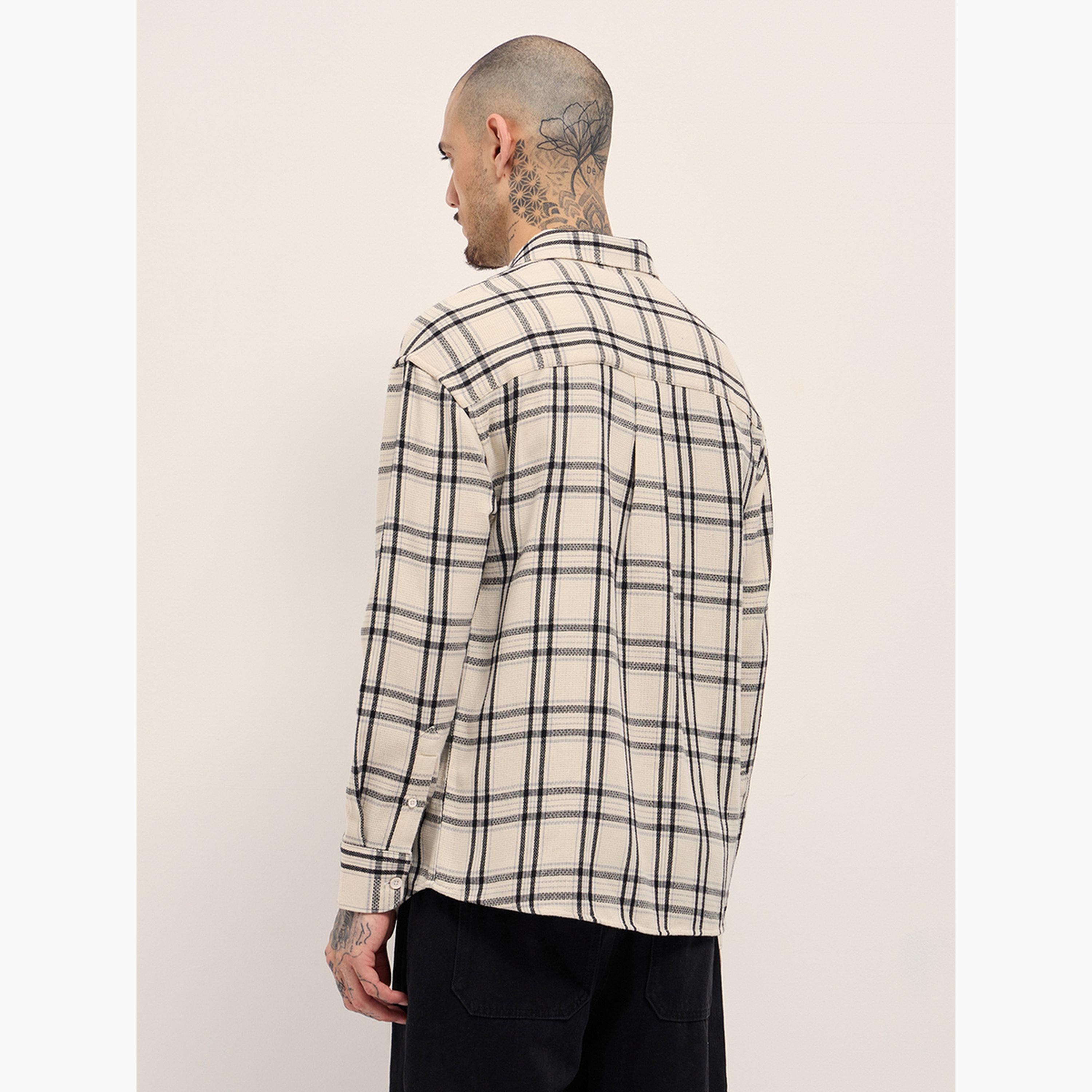 ذا بير هاوس × ستايلي - قميص رجالي كاجوال من القطن الخالص بنقشة مربعات-men-clothing-shirts-image-6