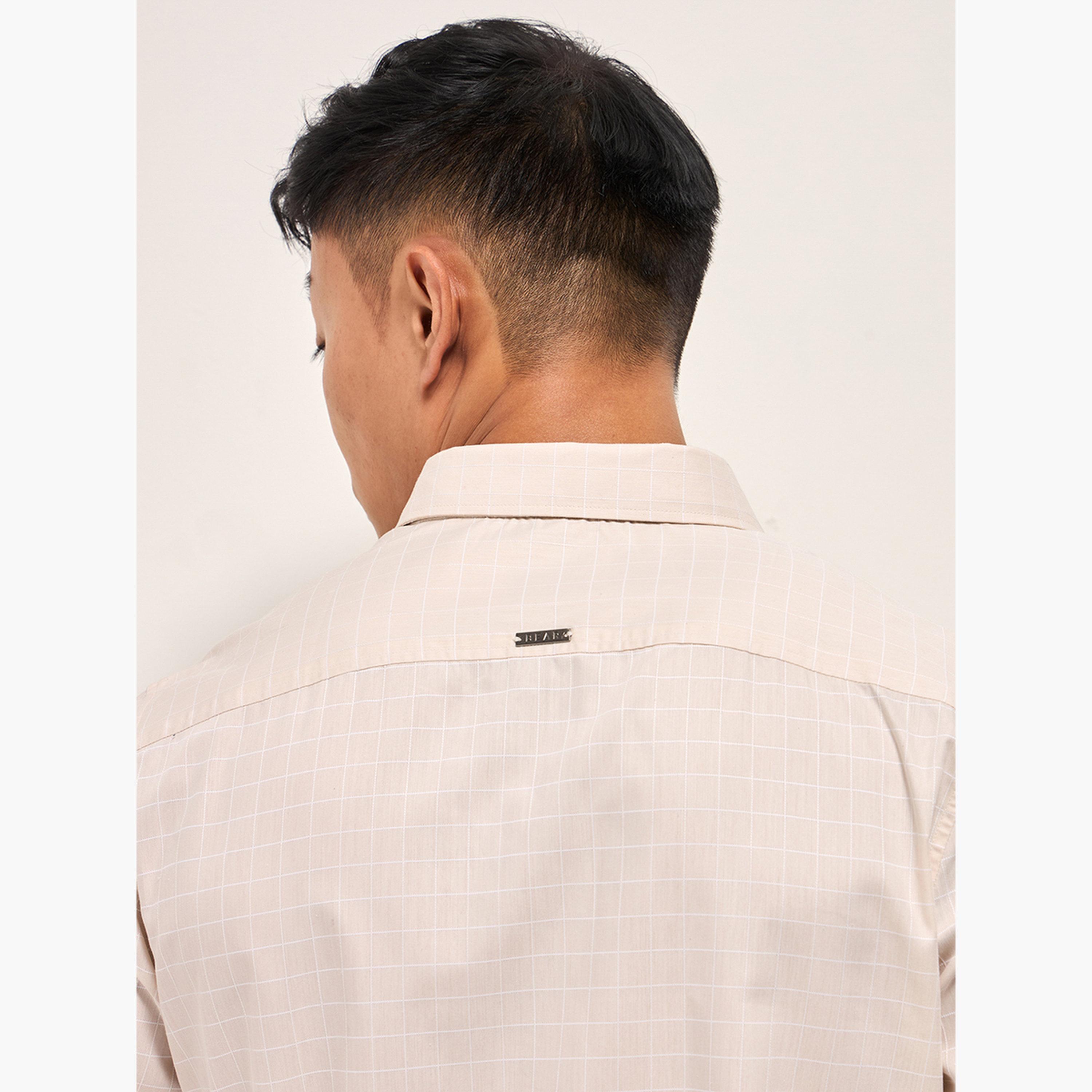 ذا بير هاوس × ستايلي - قميص رجالي رسمي بنقشة مربعات قصة محددة-men-clothing-shirts-image-5