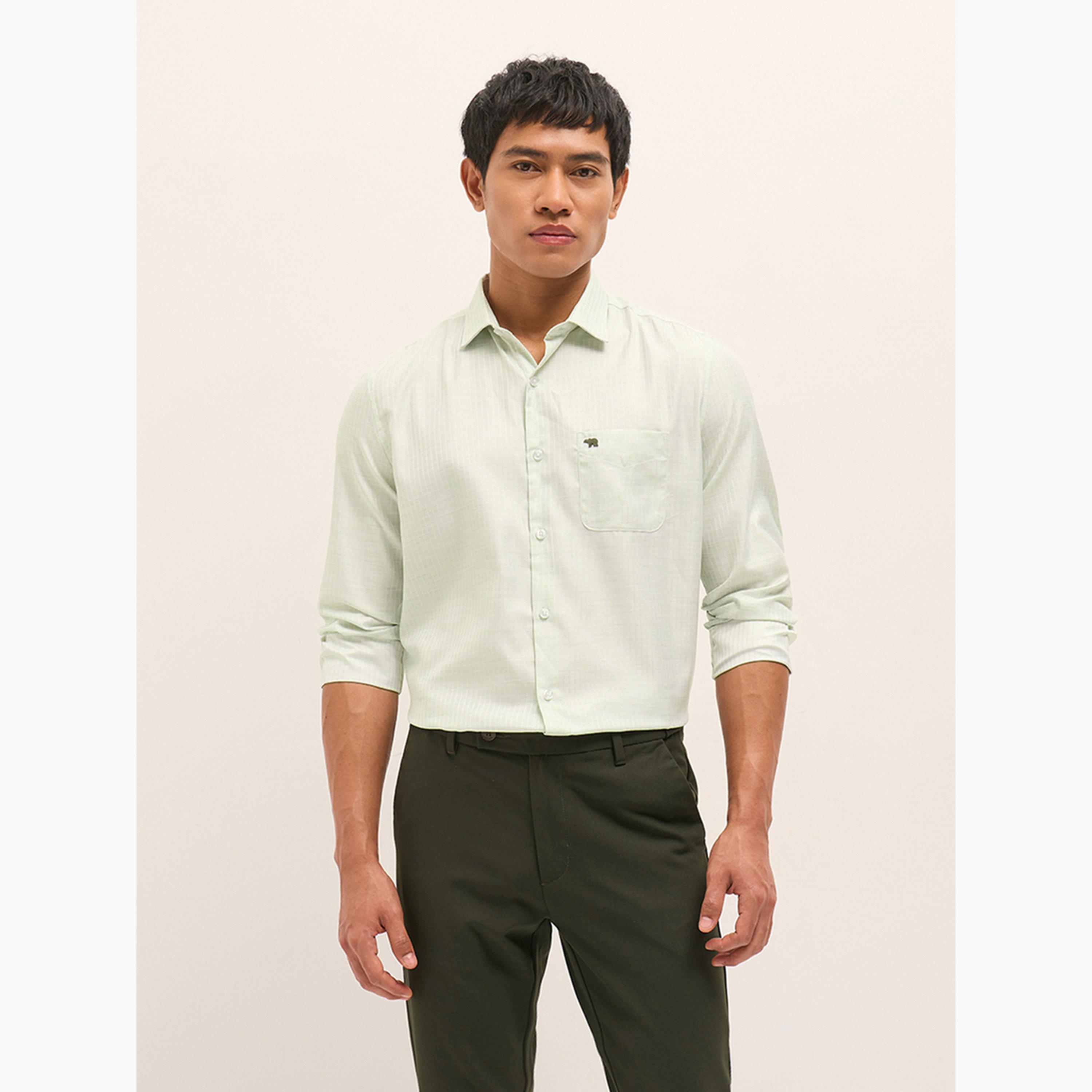 The Bear House X Styli Men's Pin Stripe Polyester Blend Tailored Fit Formal Shirt-men-clothing-shirts-image-1