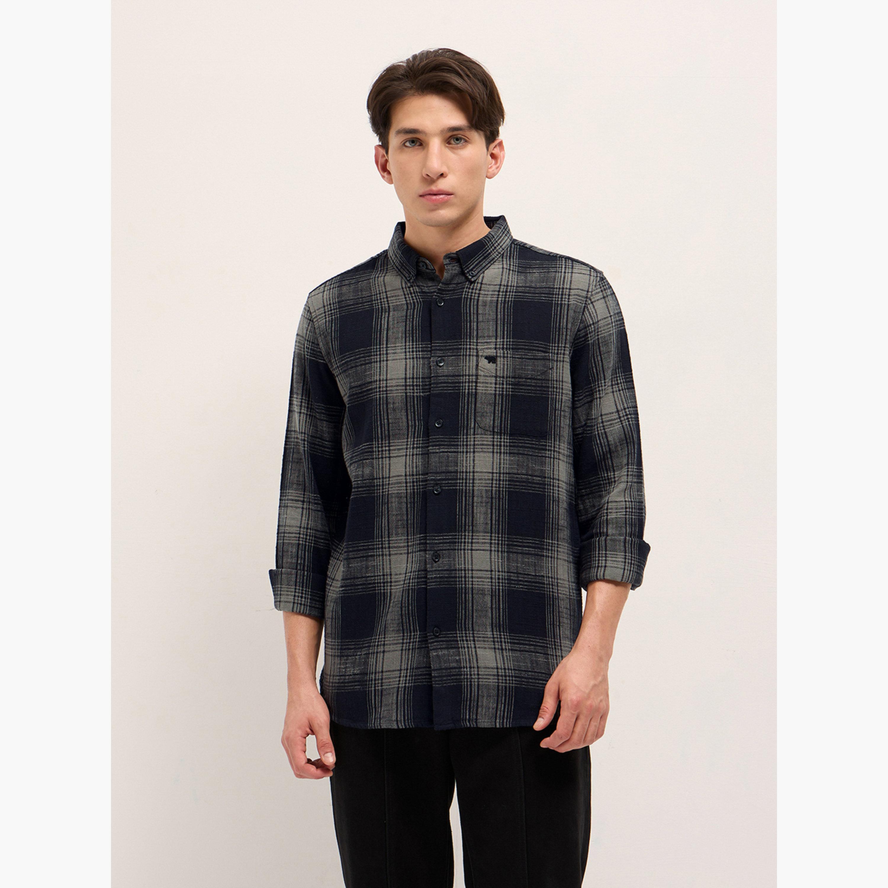 The Bear House X Styli Men's Pure Cotton Checked Slim Fit Casual Shirt-men-clothing-shirts-image-1