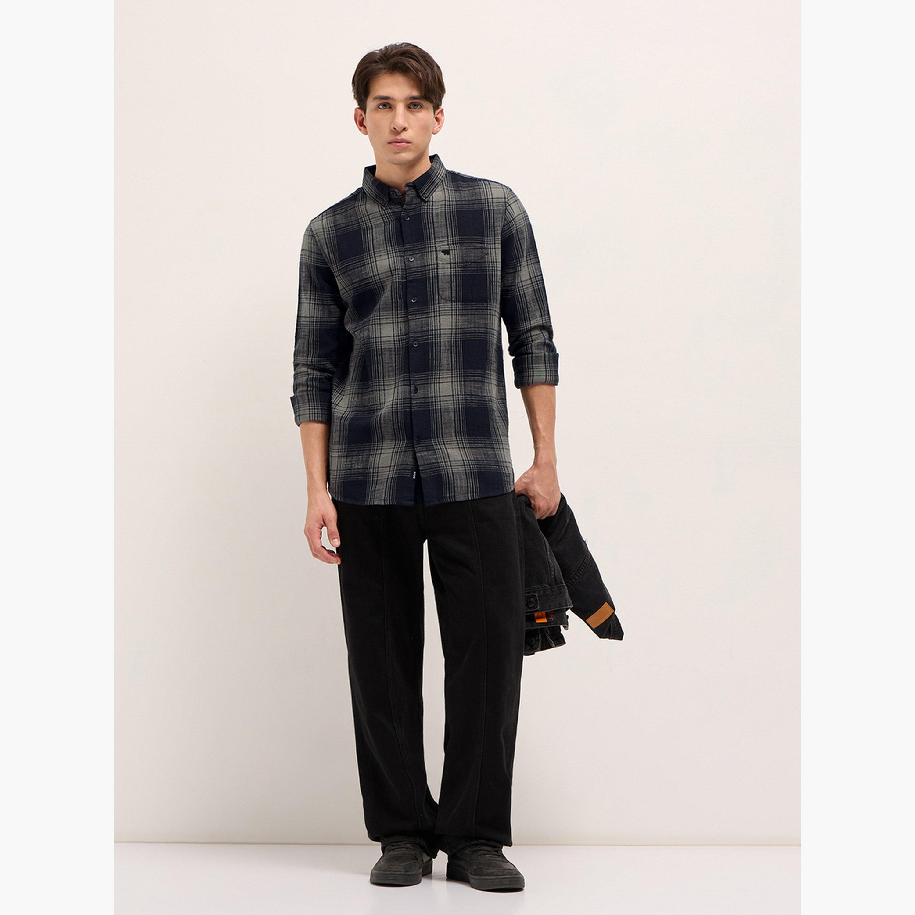 The Bear House X Styli Men's Pure Cotton Checked Slim Fit Casual Shirt-men-clothing-shirts-image-2