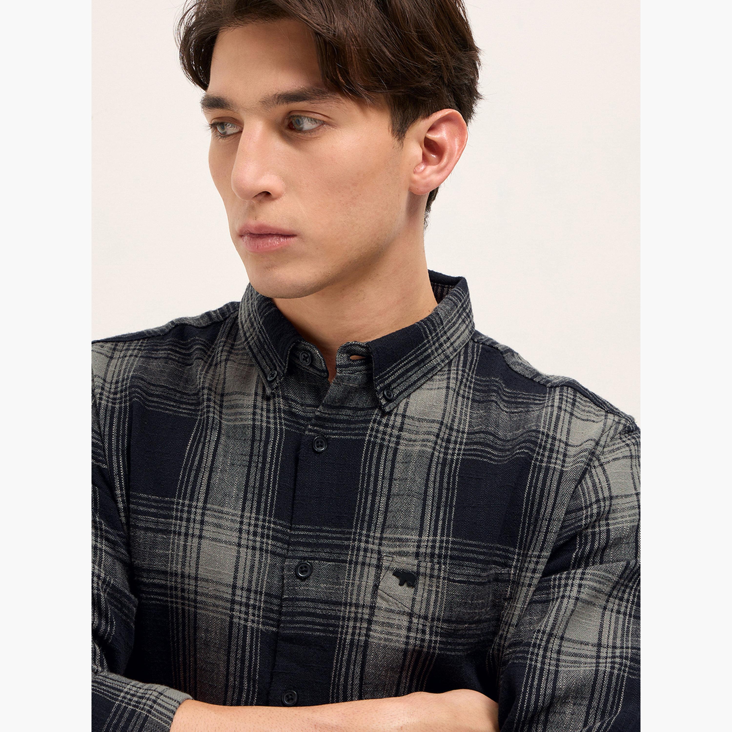 The Bear House X Styli Men's Pure Cotton Checked Slim Fit Casual Shirt-men-clothing-shirts-image-3