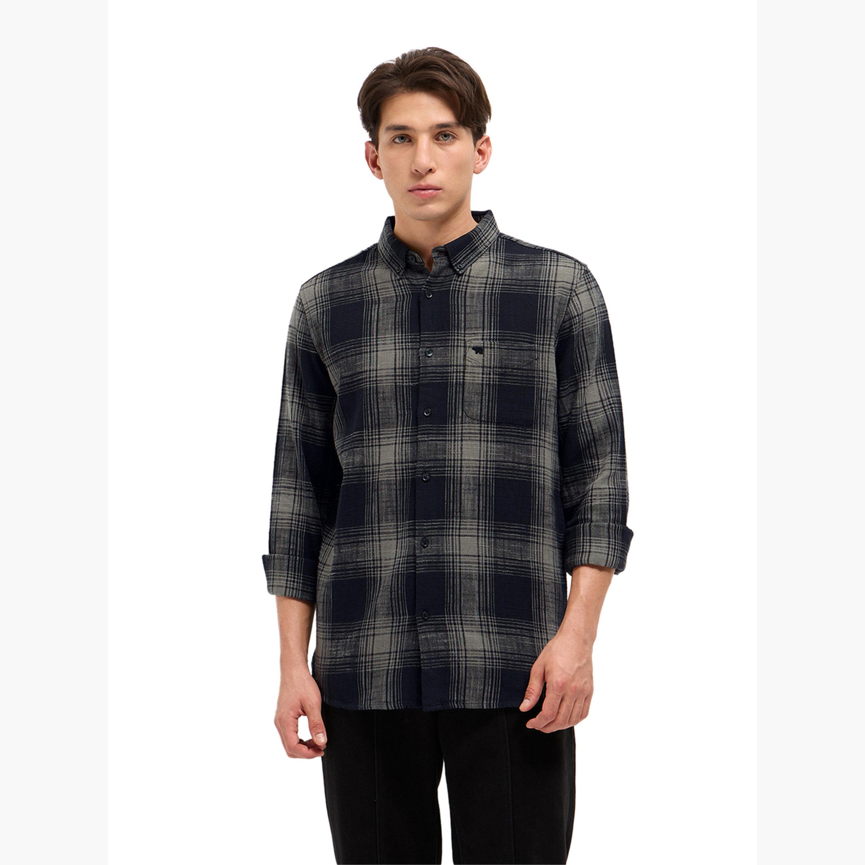 The Bear House X Styli Men's Pure Cotton Checked Slim Fit Casual Shirt-men-clothing-shirts-image-4