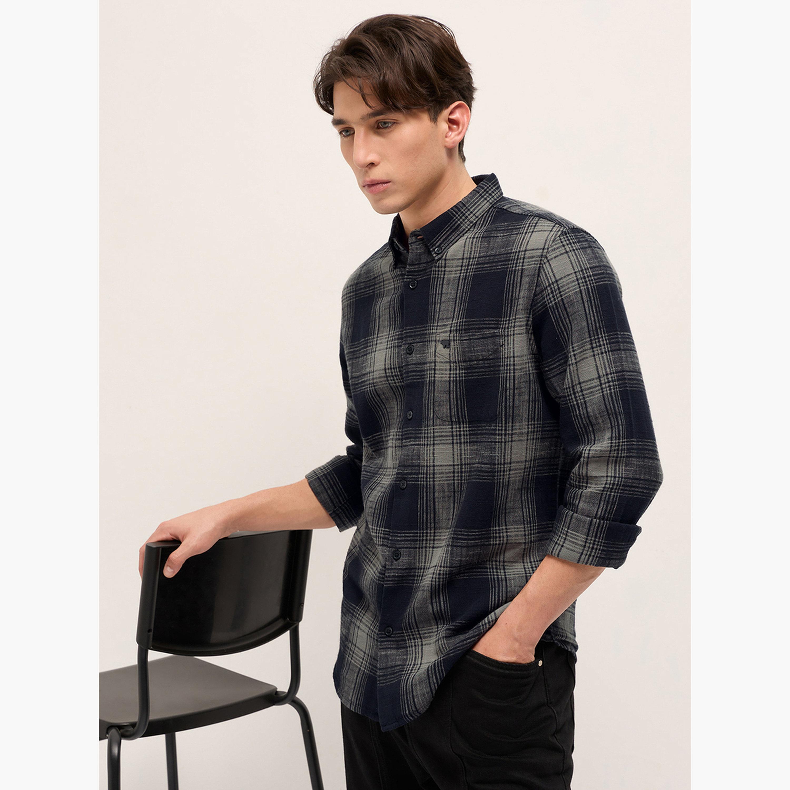 The Bear House X Styli Men's Pure Cotton Checked Slim Fit Casual Shirt-men-clothing-shirts-image-5