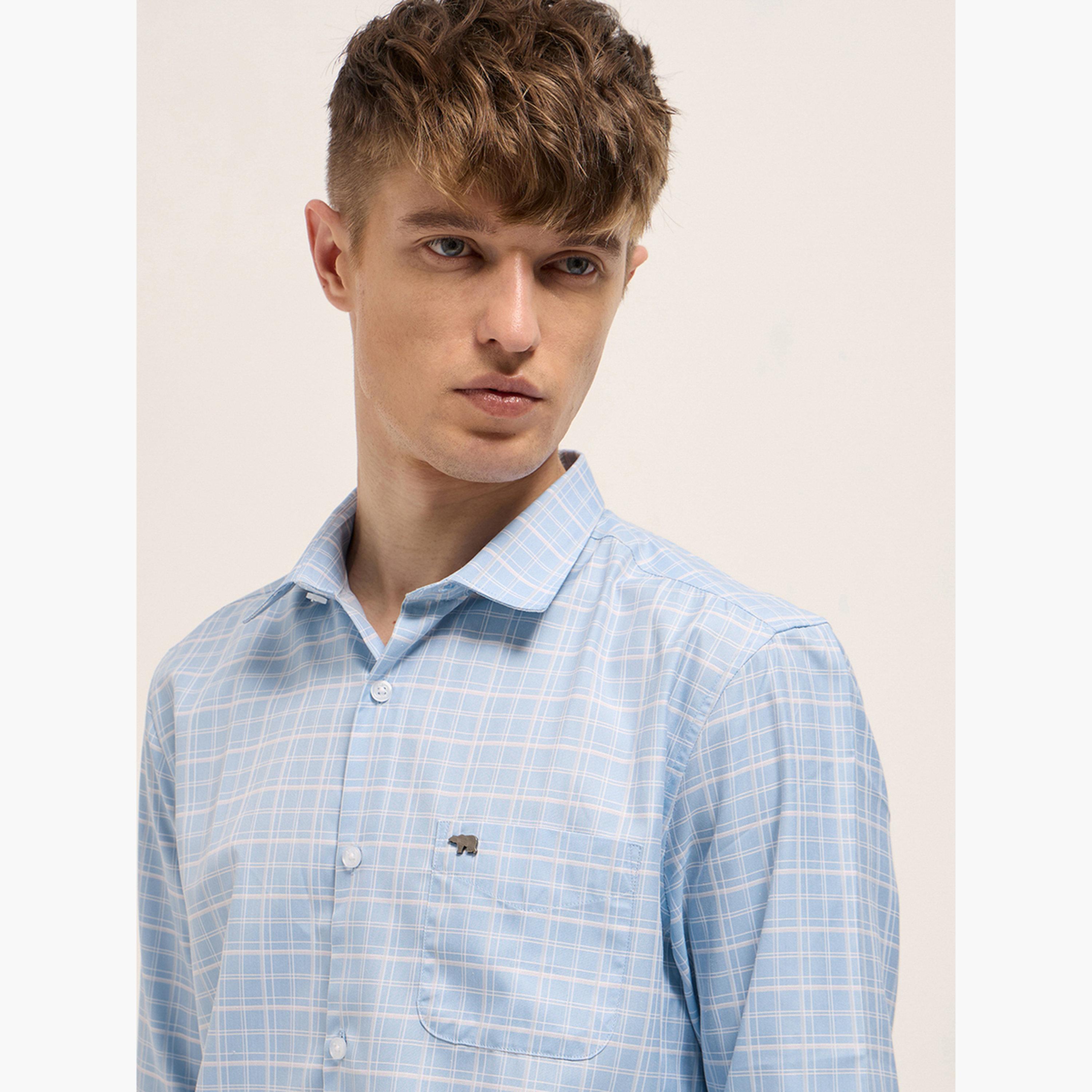 ذا بير هاوس × ستايلي - قميص رجالي رسمي بنقشة مربعات قصة محددة-men-clothing-shirts-image-2