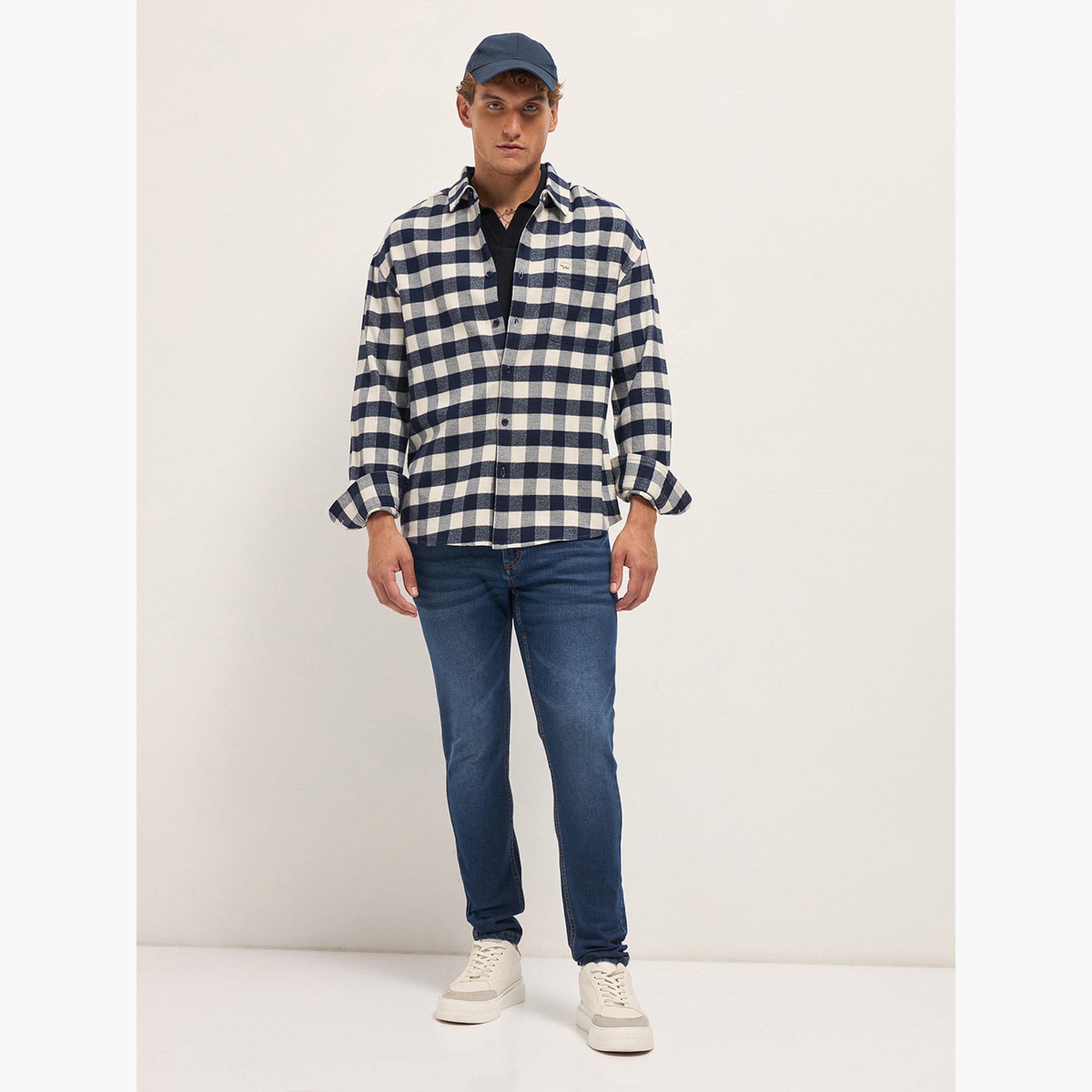 The Bear House X Styli Men Pure Cotton Checked Relaxed Fit Flannel Shirt-men-clothing-shirts-image-2