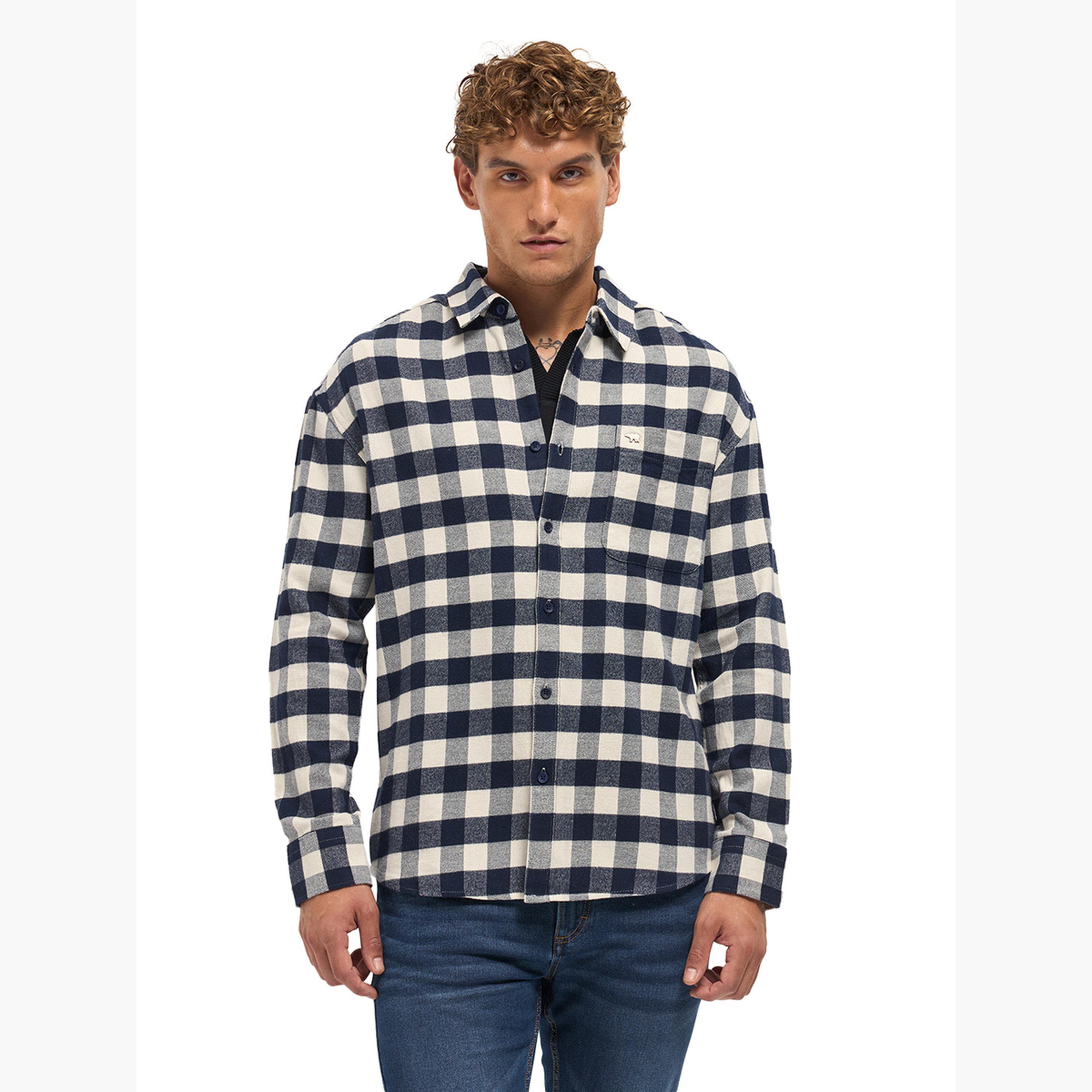 The Bear House X Styli Men Pure Cotton Checked Relaxed Fit Flannel Shirt-men-clothing-shirts-image-3