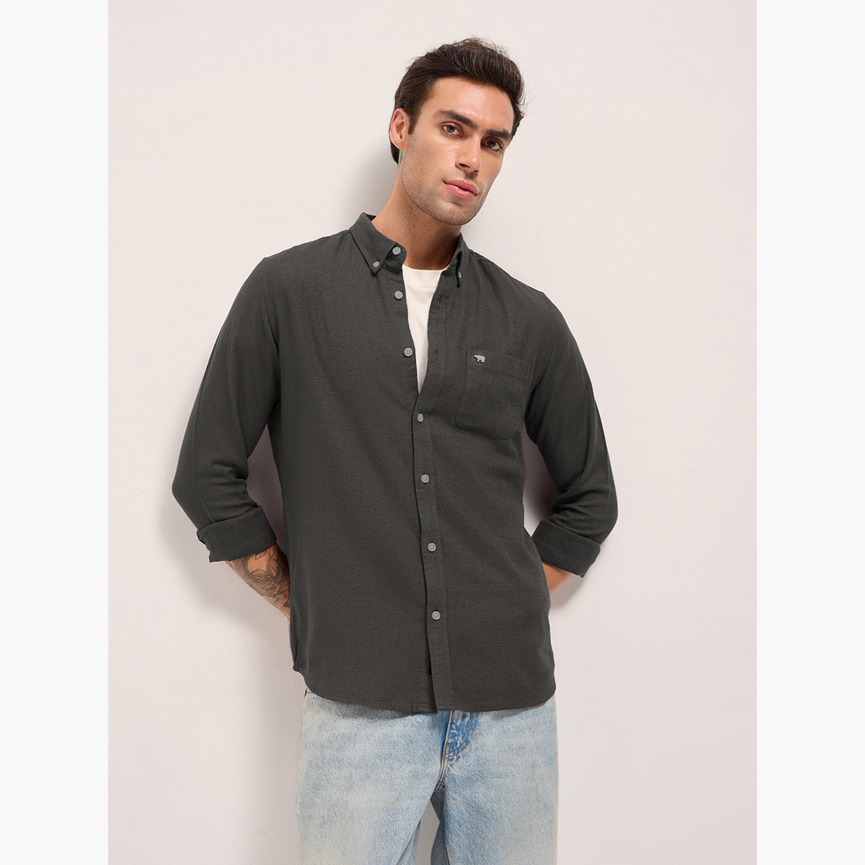 The Bear House X Styli Men's Solid Cotton Slim Fit Casual Shirt-men-clothing-shirts-image-5