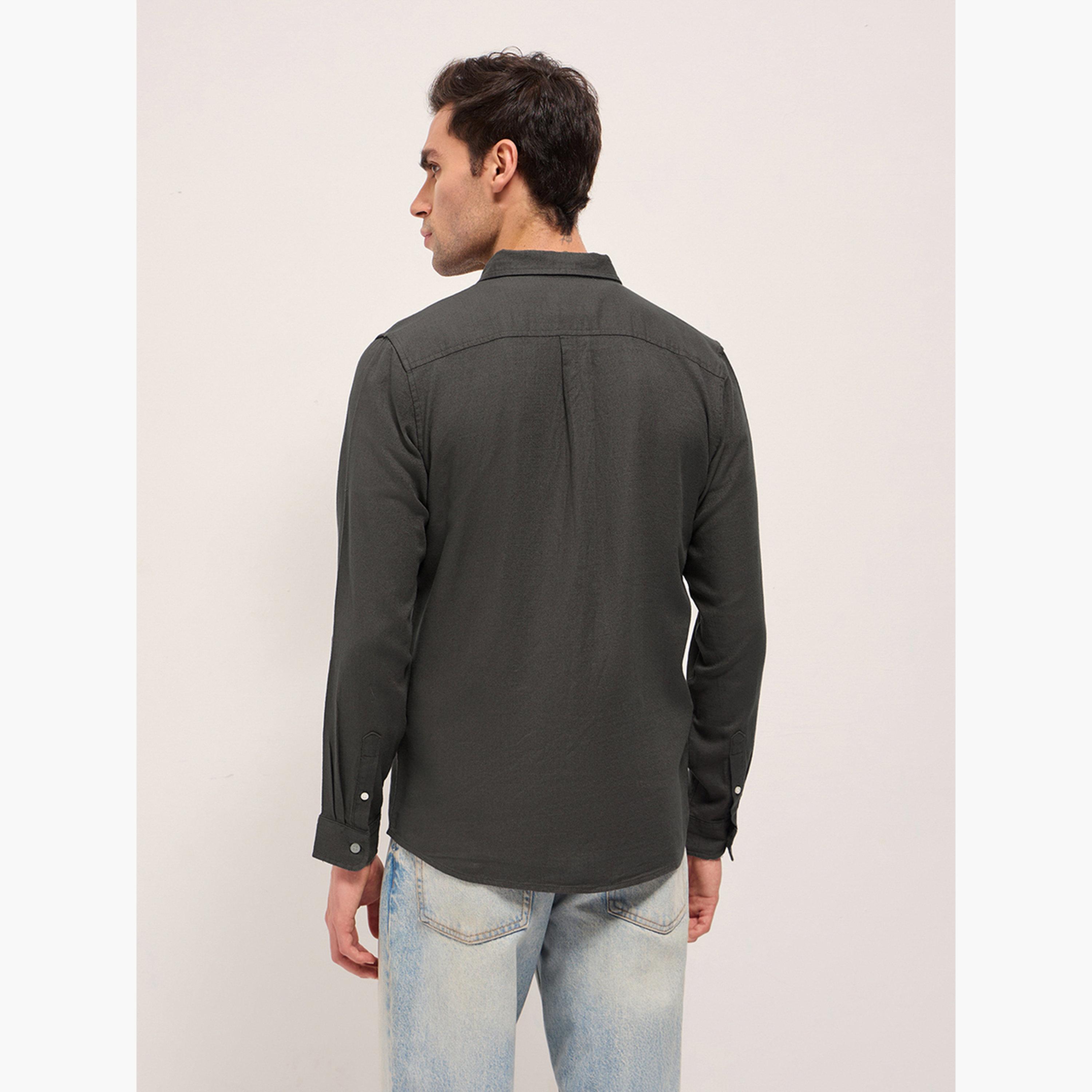 The Bear House X Styli Men's Solid Cotton Slim Fit Casual Shirt-men-clothing-shirts-image-6