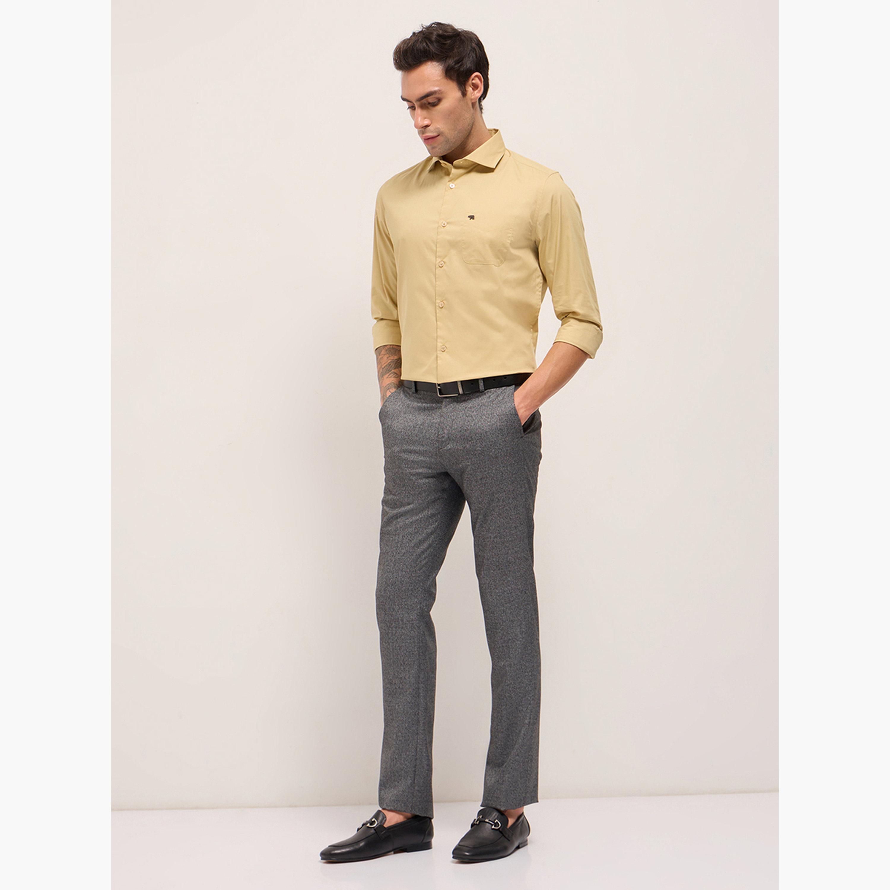 ذا بير هاوس × ستايلي - قميص رجالي رسمي من القطن السادة قصة محددة-men-clothing-shirts-image-2