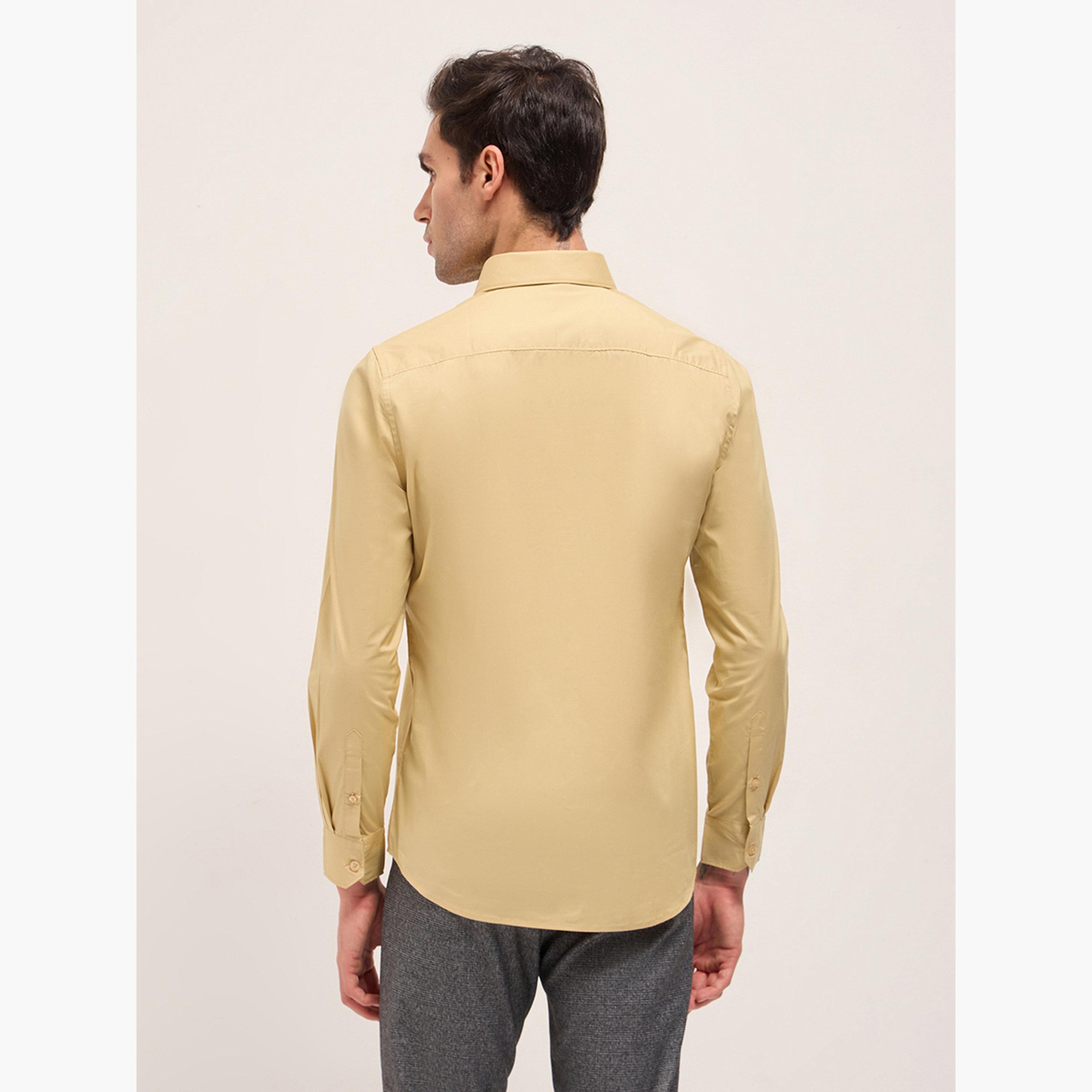 ذا بير هاوس × ستايلي - قميص رجالي رسمي من القطن السادة قصة محددة-men-clothing-shirts-image-4