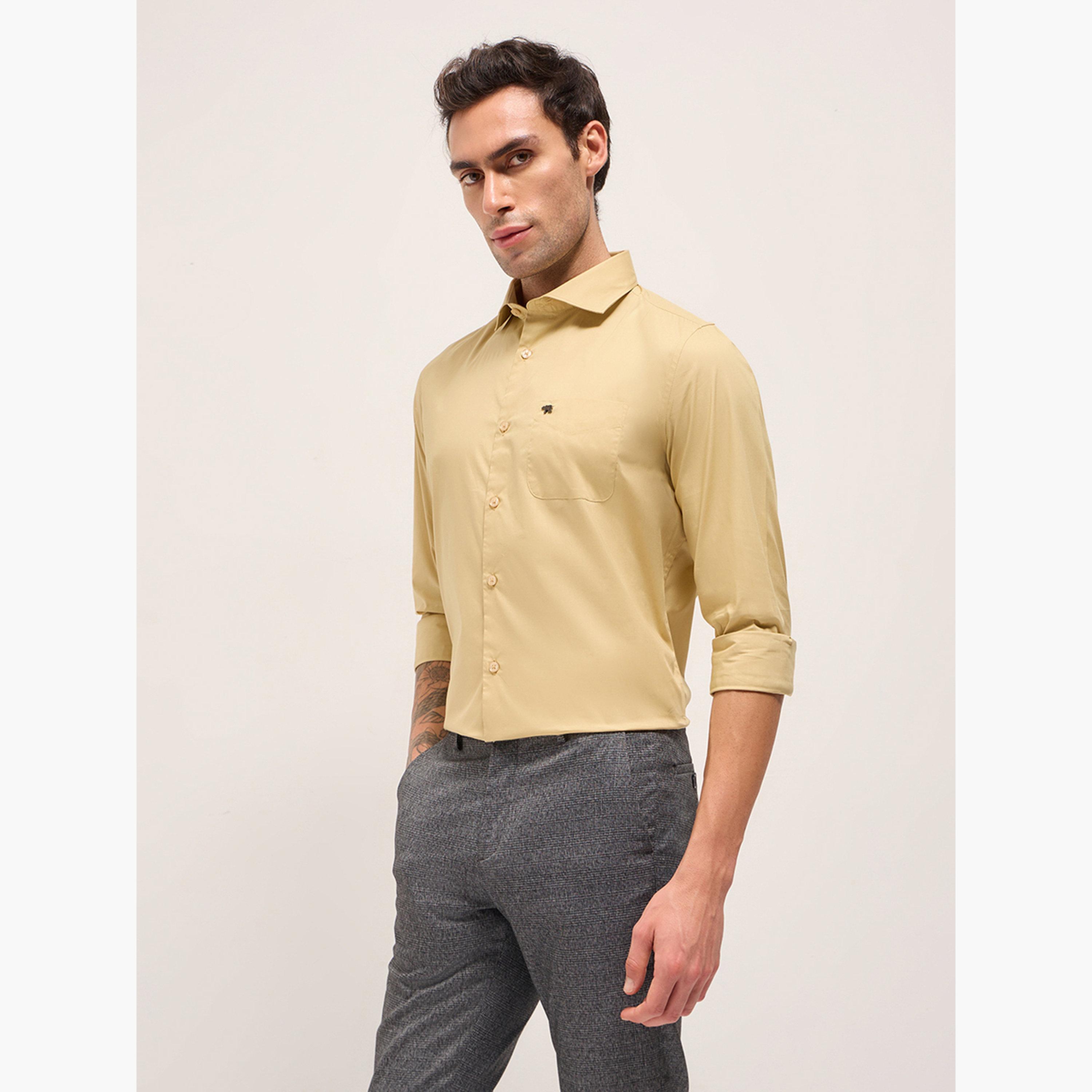 ذا بير هاوس × ستايلي - قميص رجالي رسمي من القطن السادة قصة محددة-men-clothing-shirts-image-5