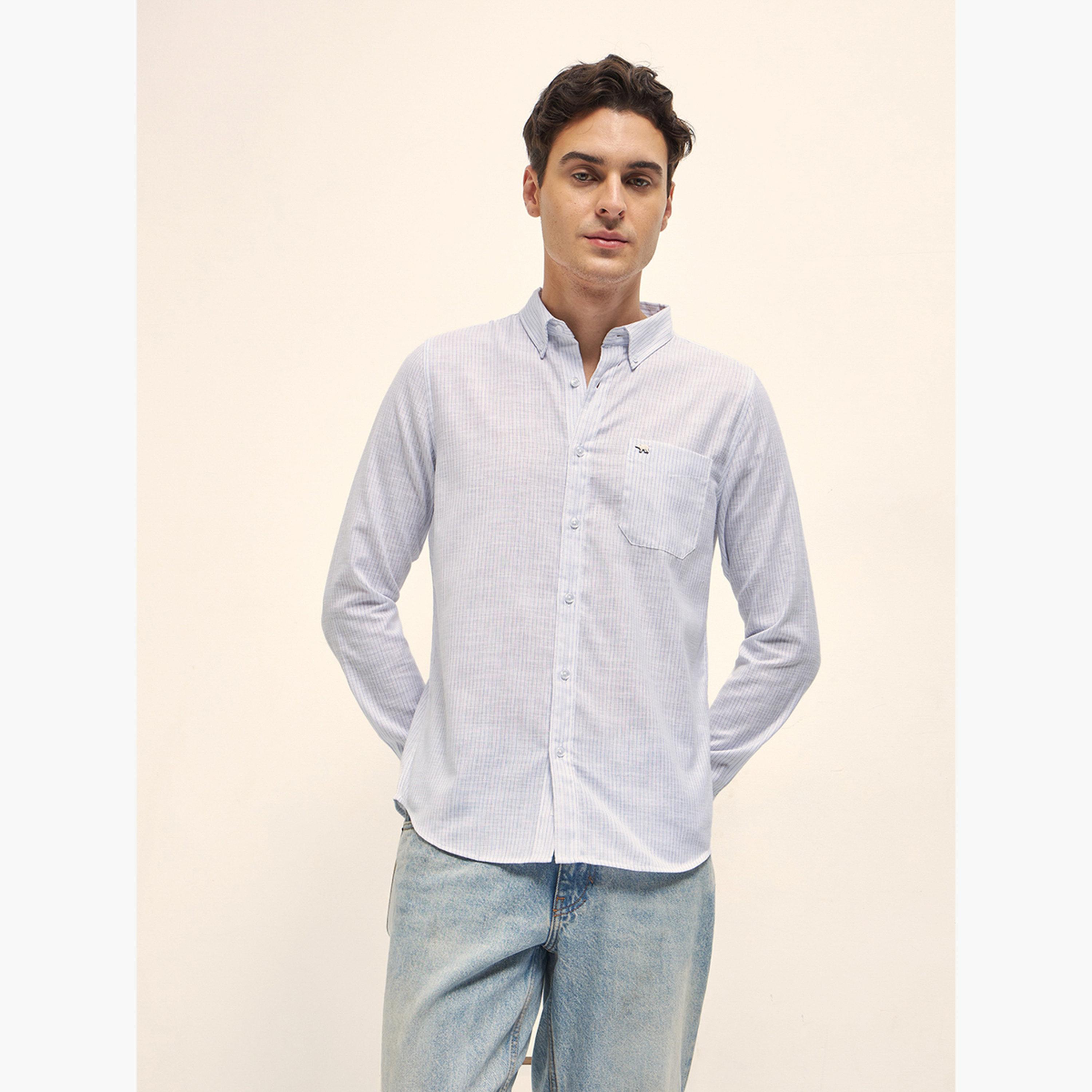 The Bear House X Styli Men's Cotton Striped Slim Fit Shirt-men-clothing-shirts-image-1