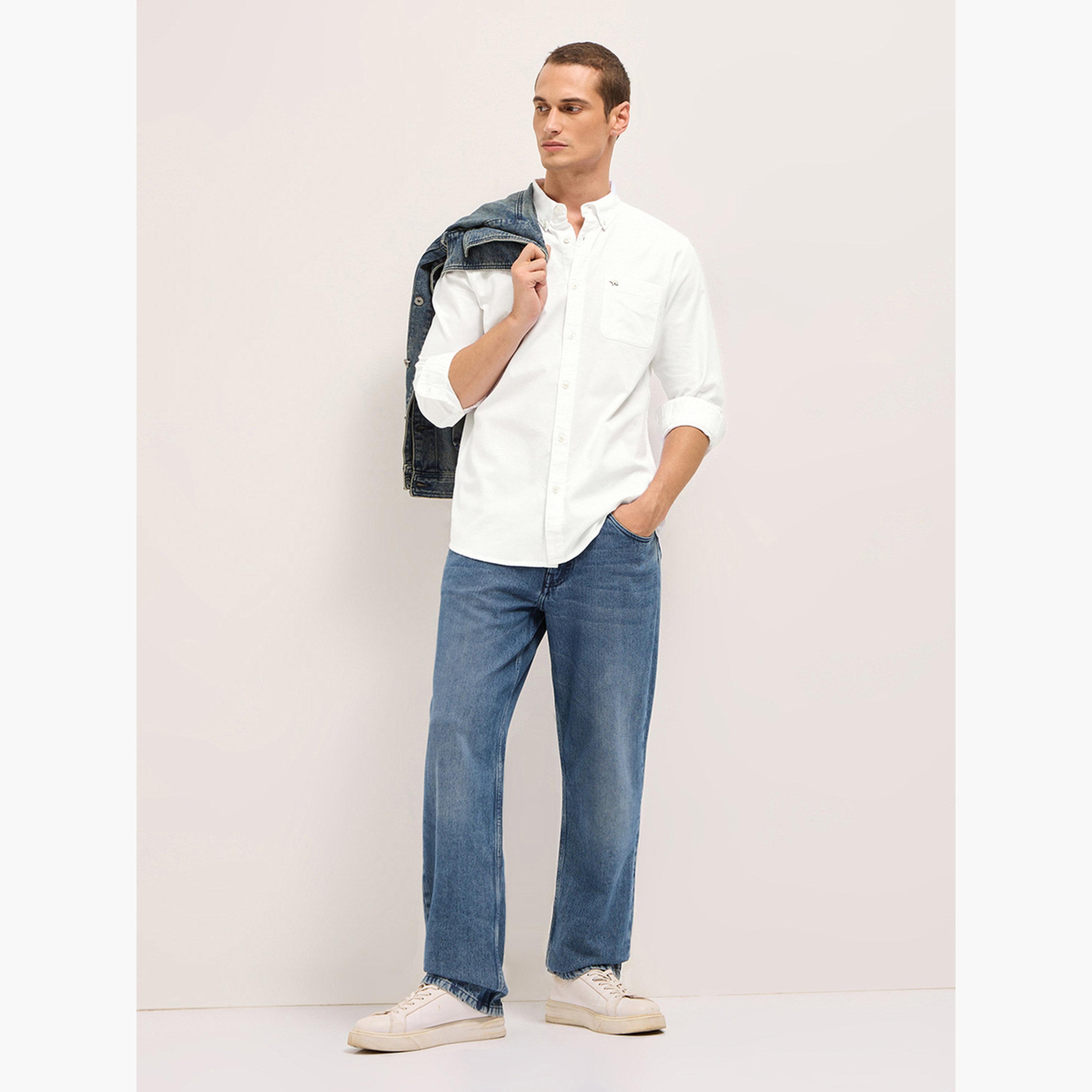 ذا بير هاوس × ستايلي - قميص رجالي كاجوال بقصة ضيقة من مزيج القطن السادة-men-clothing-shirts-image-2