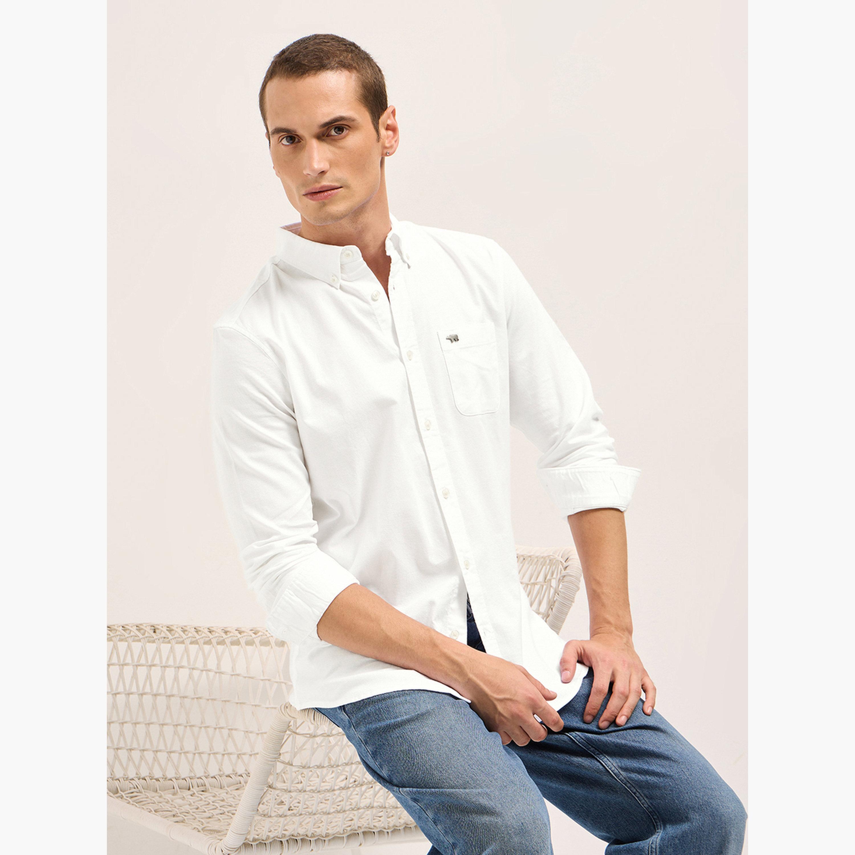 The Bear House X Styli Men Solid Cotton Blend Slim Fit Casual Shirt-men-clothing-shirts-image-5