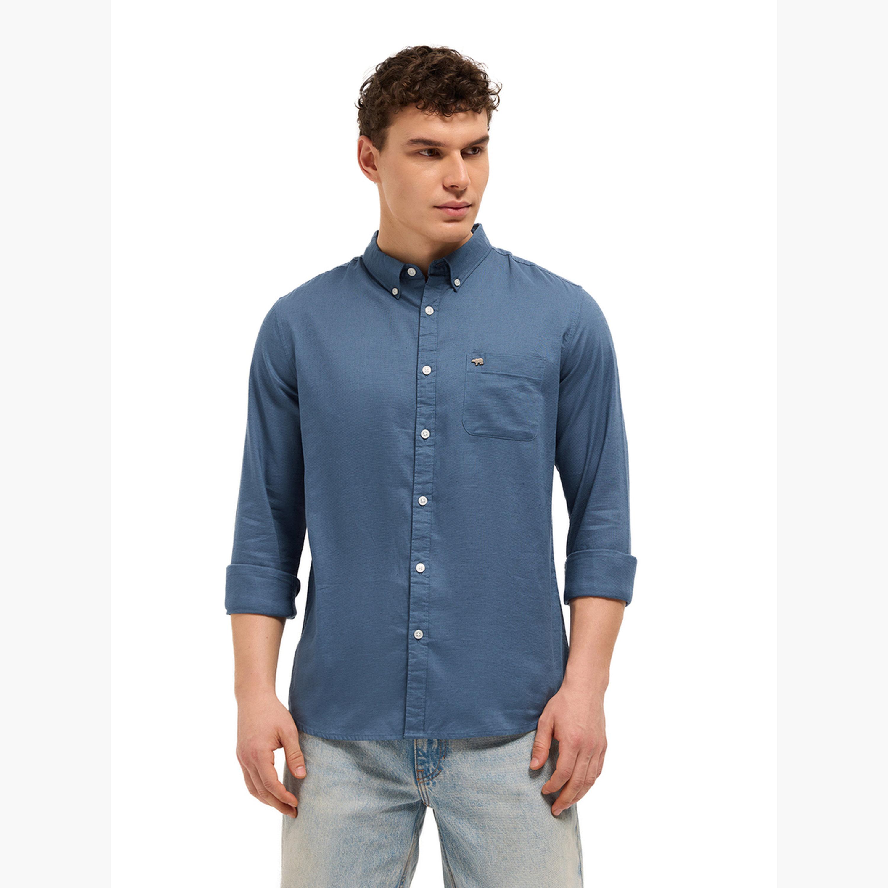 The Bear House X Styli Men's Cotton Linen Solid Slim Fit Casual Shirt-men-clothing-shirts-image-4