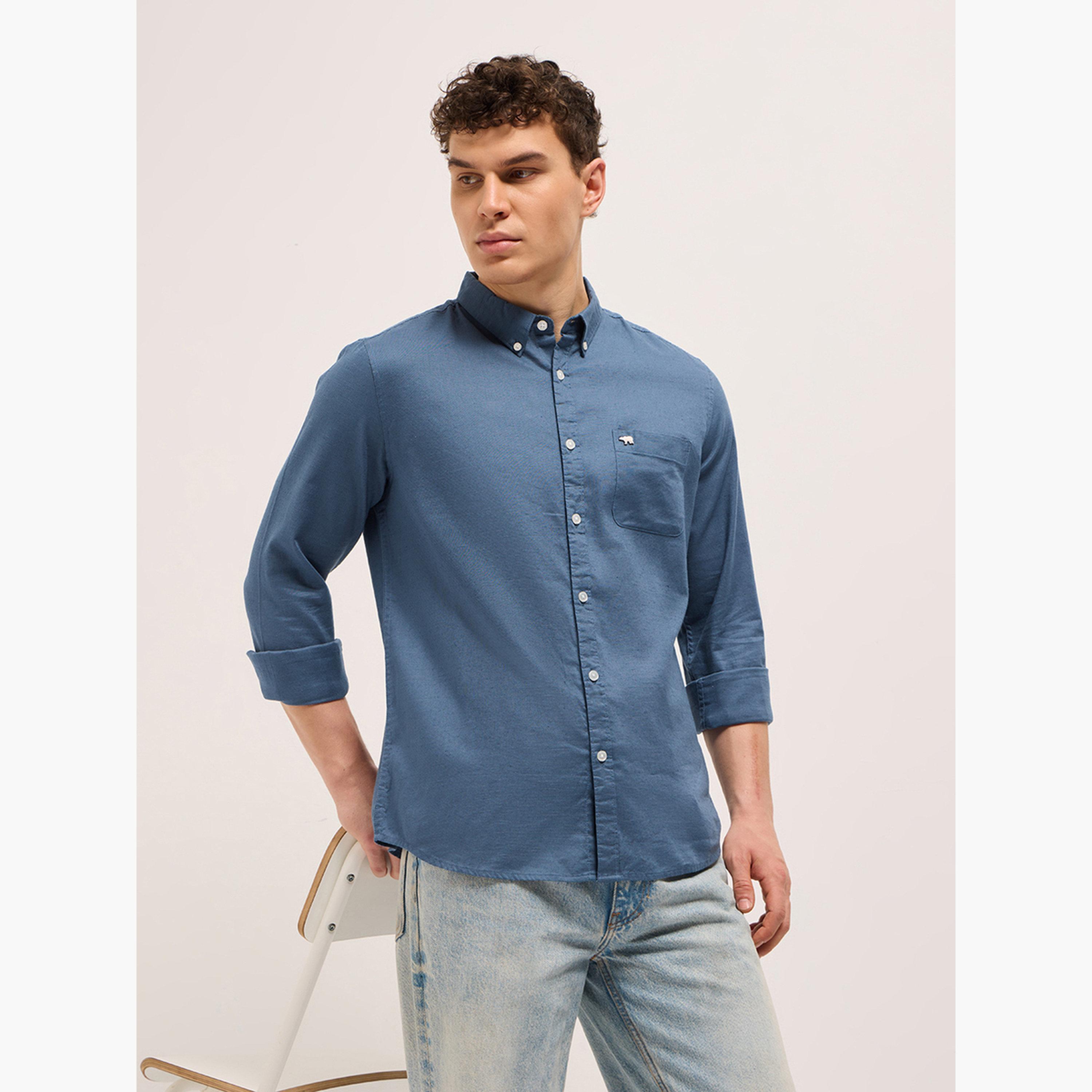 The Bear House X Styli Men's Cotton Linen Solid Slim Fit Casual Shirt-men-clothing-shirts-image-5