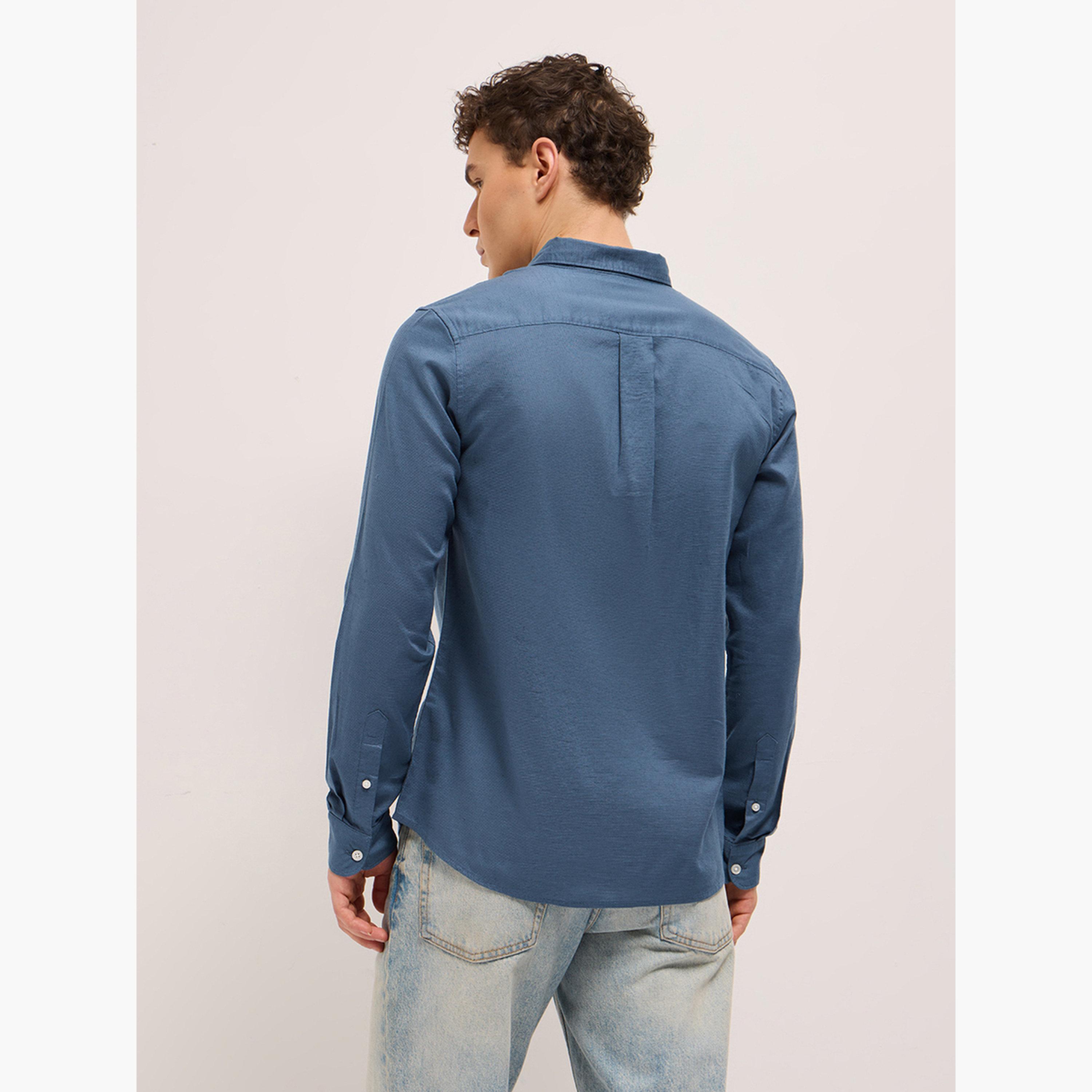 The Bear House X Styli Men's Cotton Linen Solid Slim Fit Casual Shirt-men-clothing-shirts-image-6