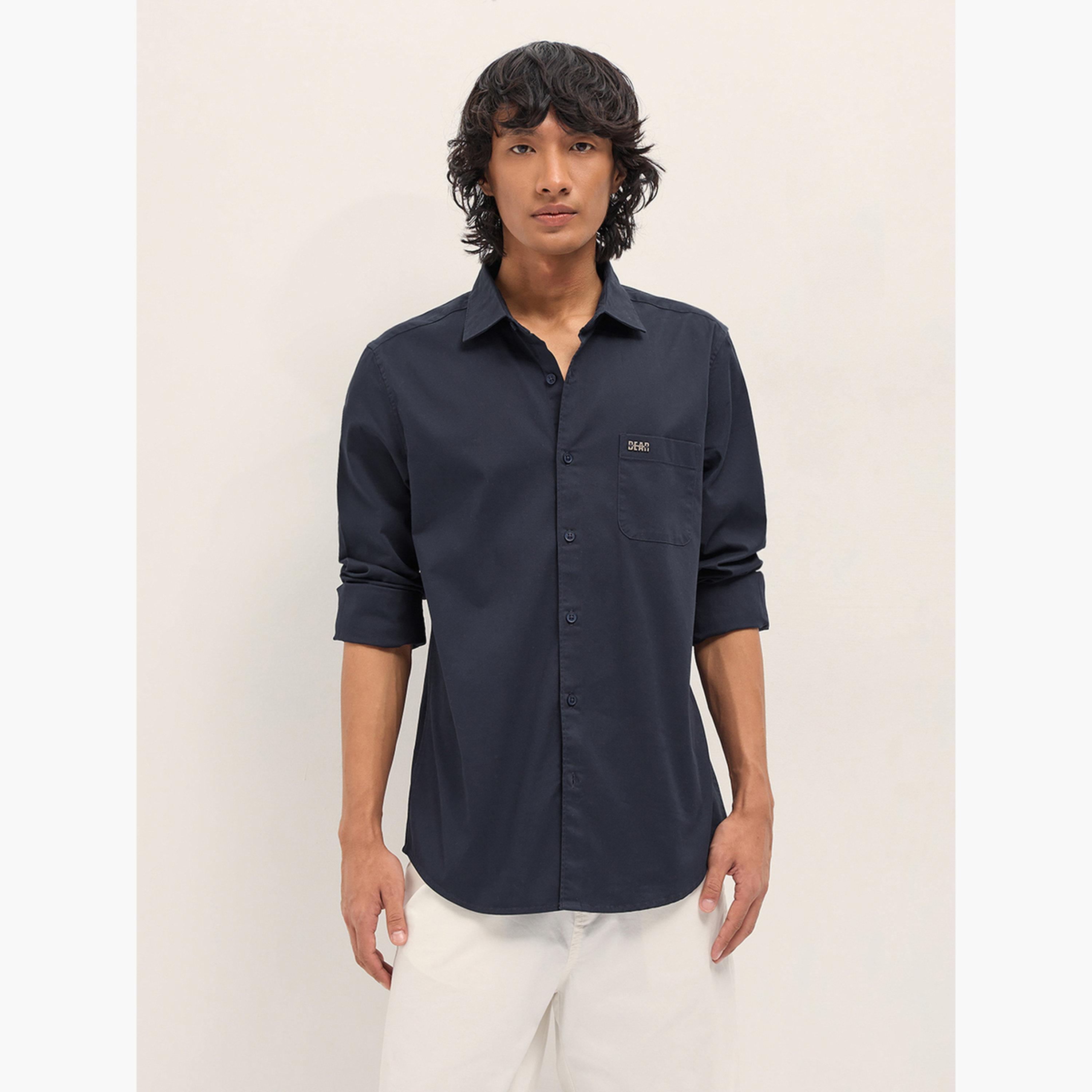 The Bear House X Styli Men's Solid Cotton Blend Slim Fit Casual Shirt-men-clothing-shirts-image-1