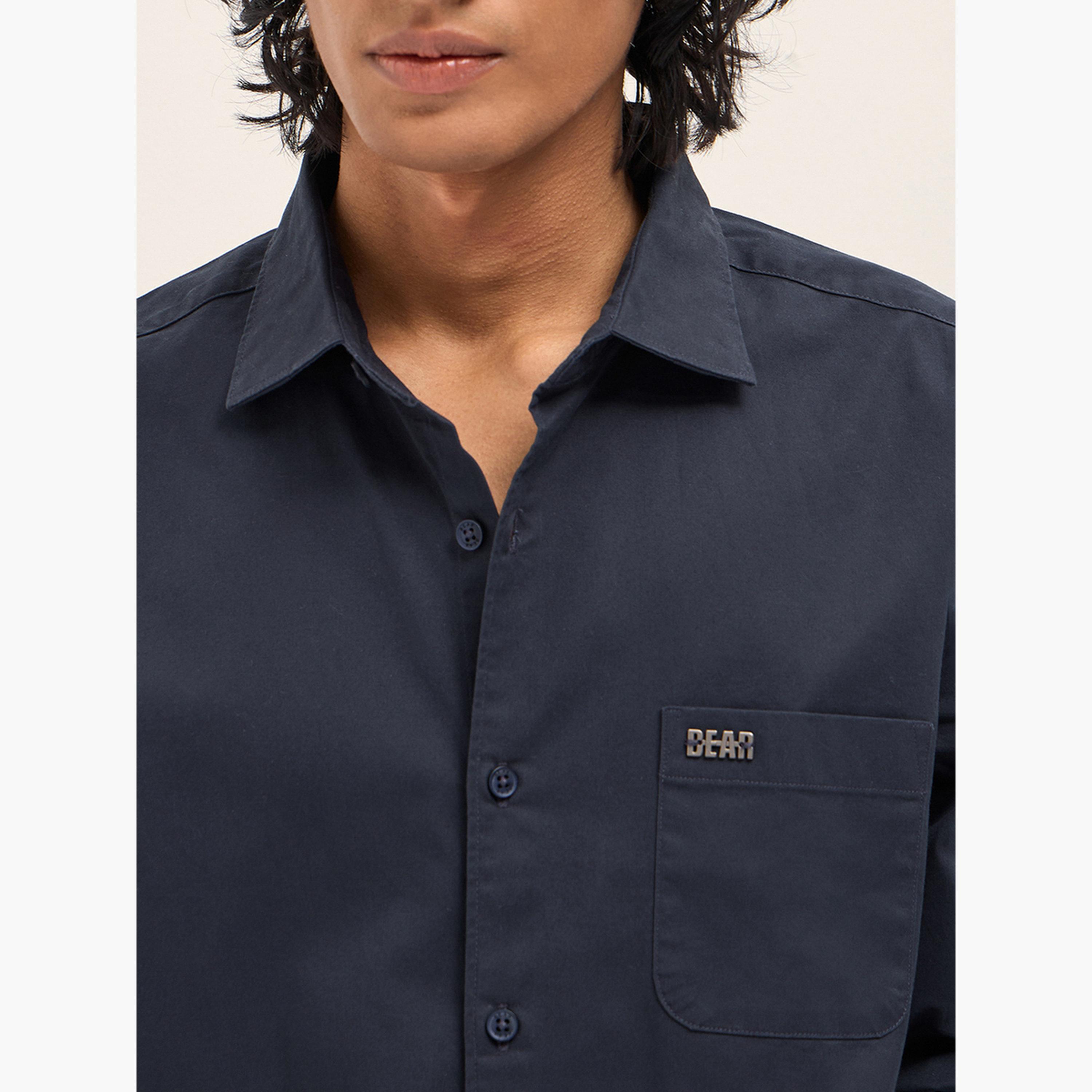 The Bear House X Styli Men's Solid Cotton Blend Slim Fit Casual Shirt-men-clothing-shirts-image-2
