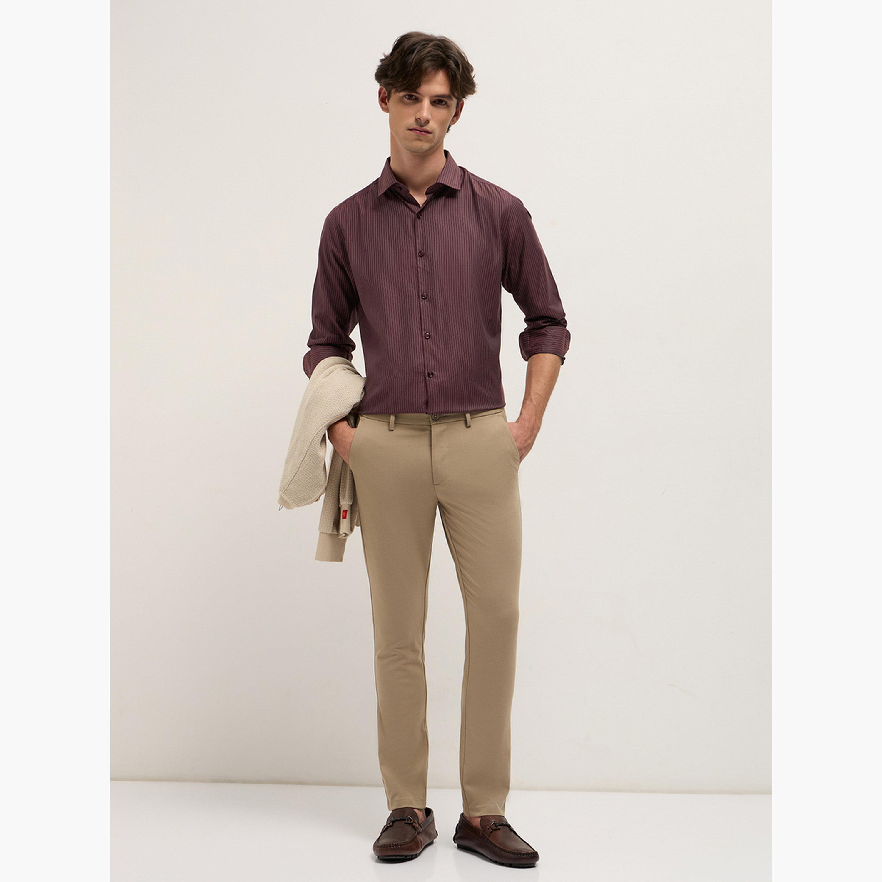 ذا بير هاوس × ستايلي - قميص رجالي رسمي مخطط قصة محددة من مزيج القطن-men-clothing-shirts-image-3