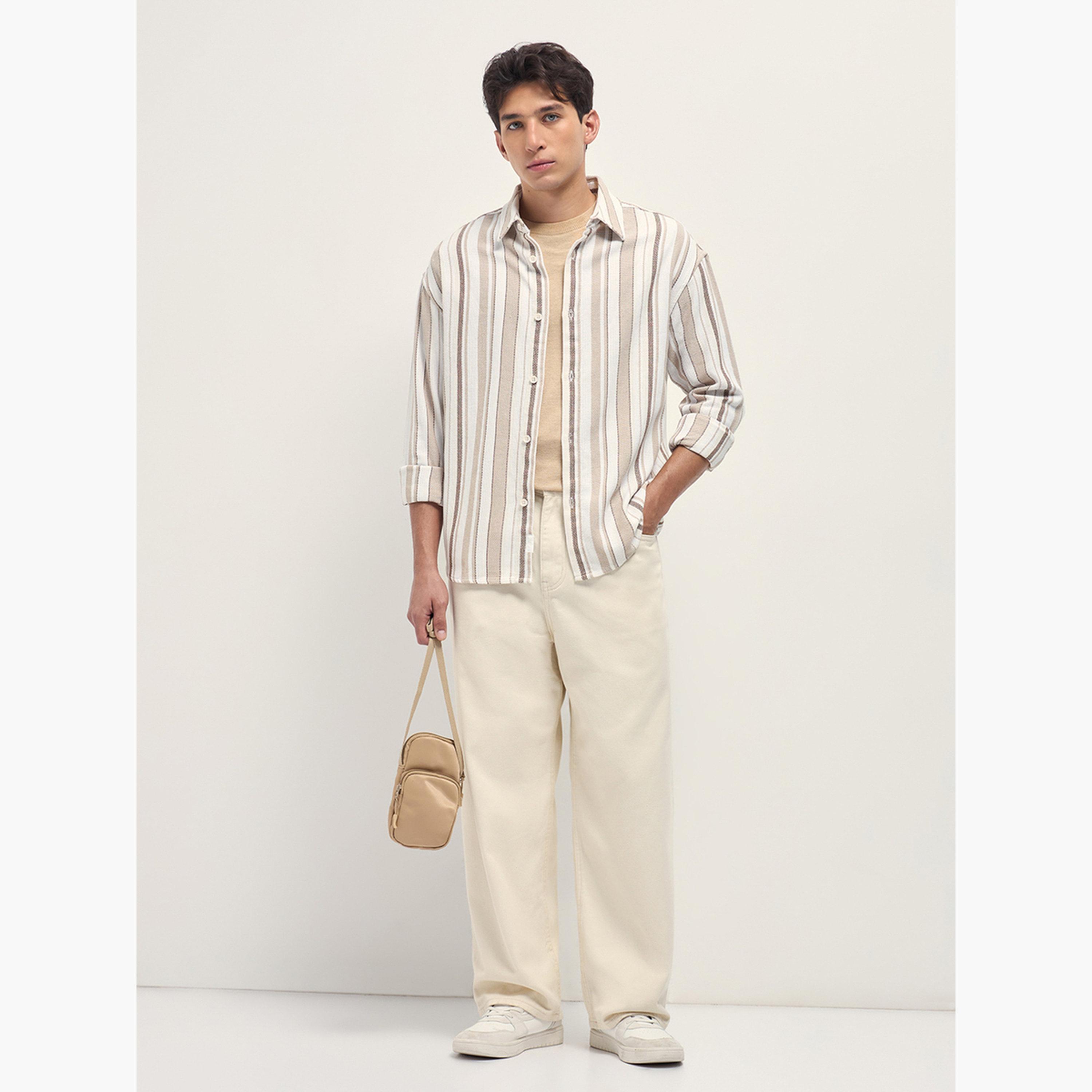 The Bear House X Styli Men Cotton Striped Relax Fit Overshirt-men-clothing-shirts-image-2