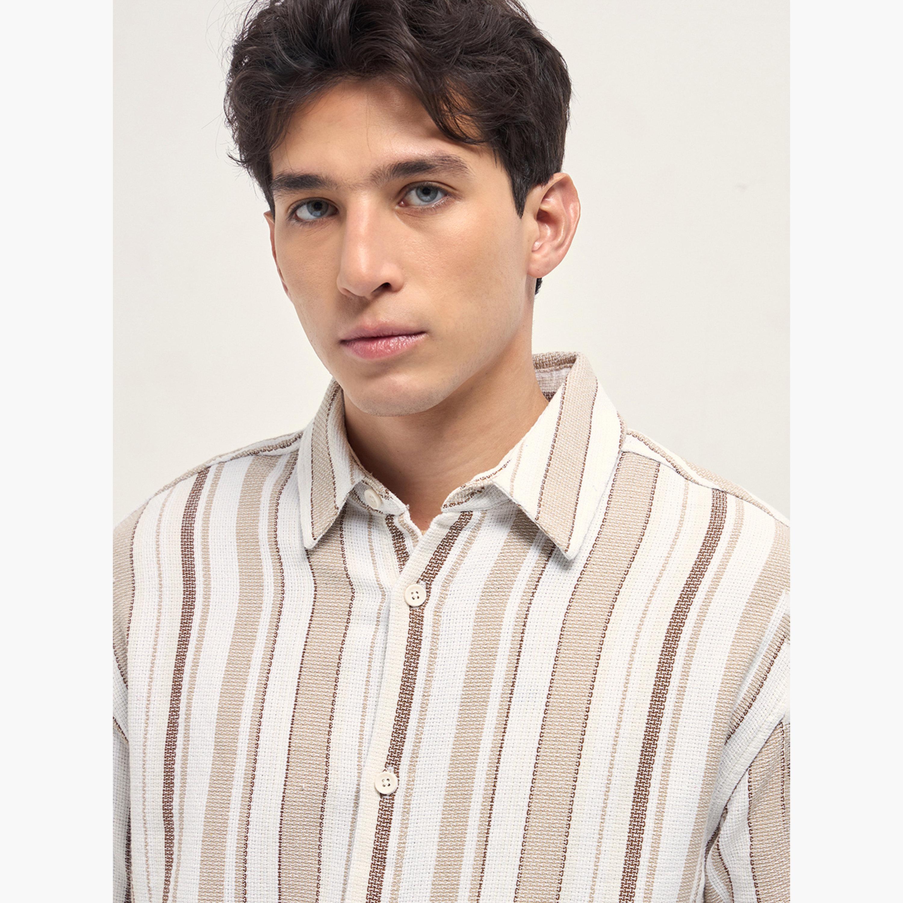 The Bear House X Styli Men Cotton Striped Relax Fit Overshirt-men-clothing-shirts-image-3