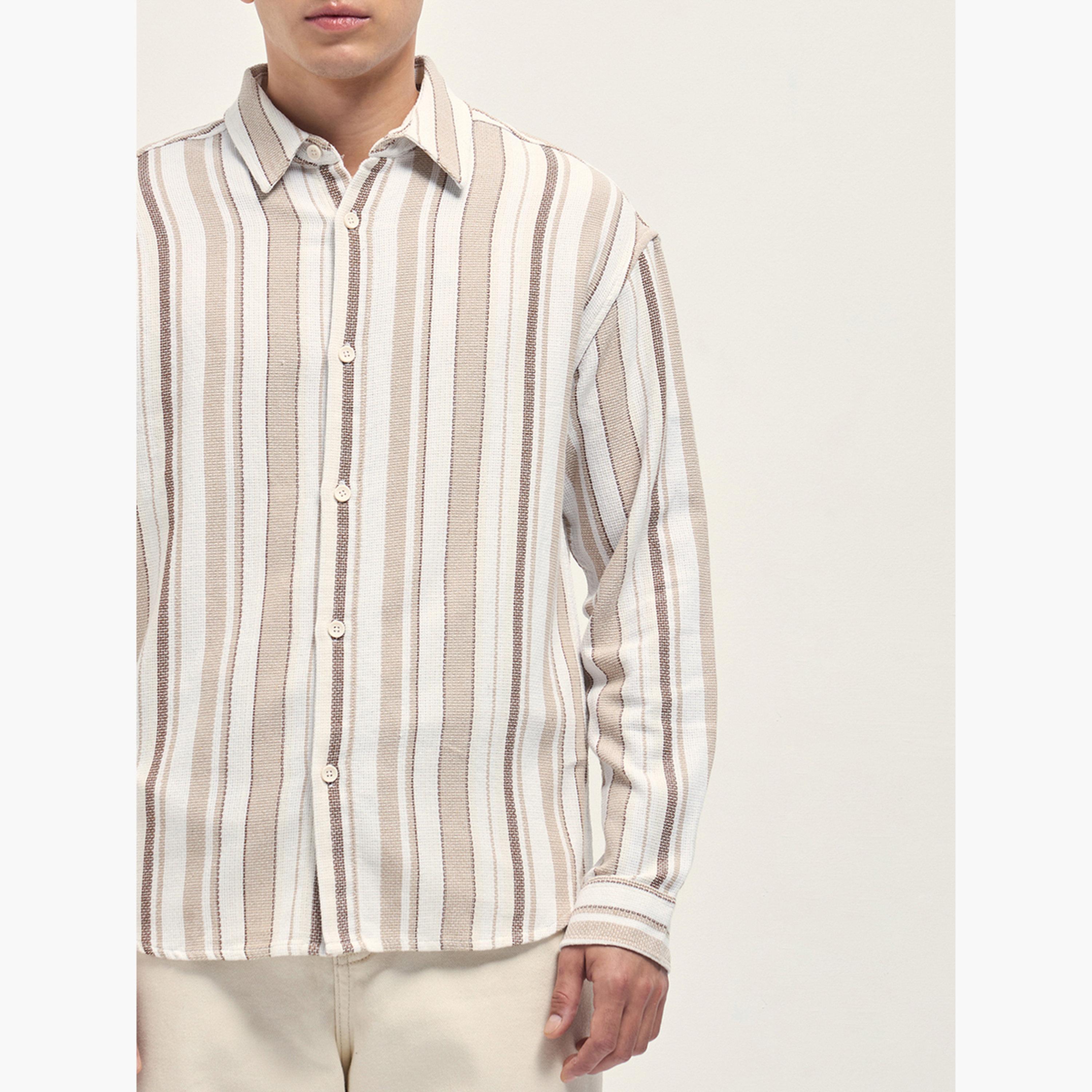 ذا بير هاوس × ستايلي - قميص رجالي قطني مخطط بقصة مريحة-men-clothing-shirts-image-4