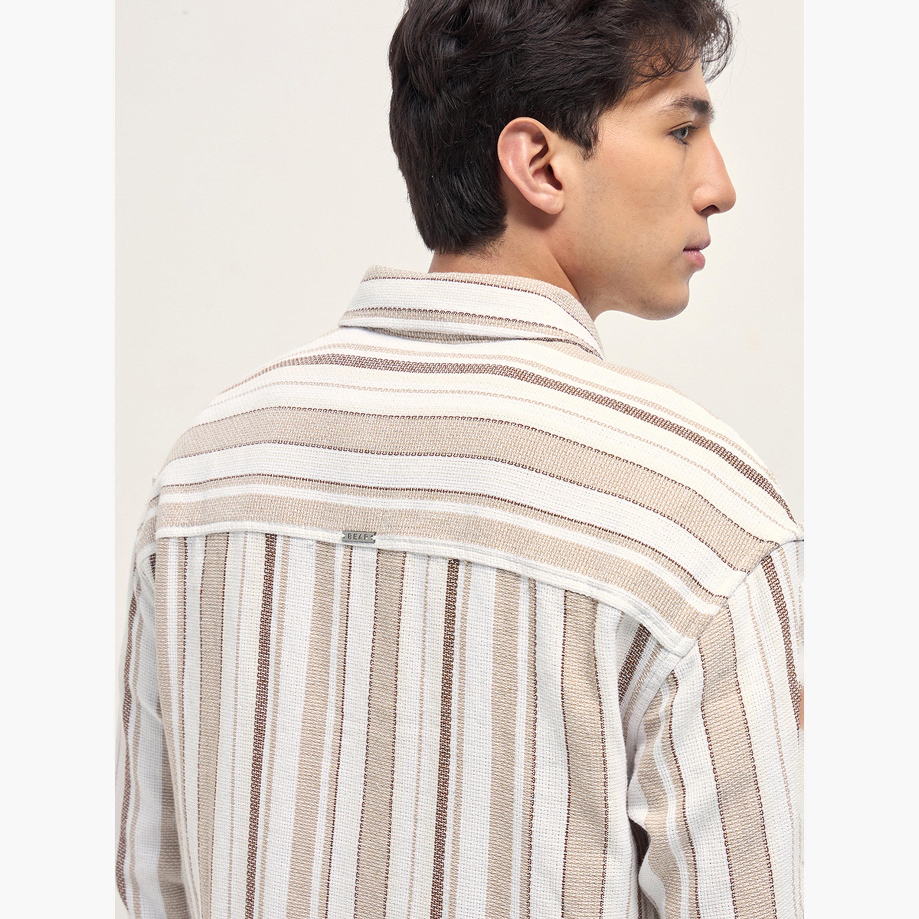 ذا بير هاوس × ستايلي - قميص رجالي قطني مخطط بقصة مريحة-men-clothing-shirts-image-5