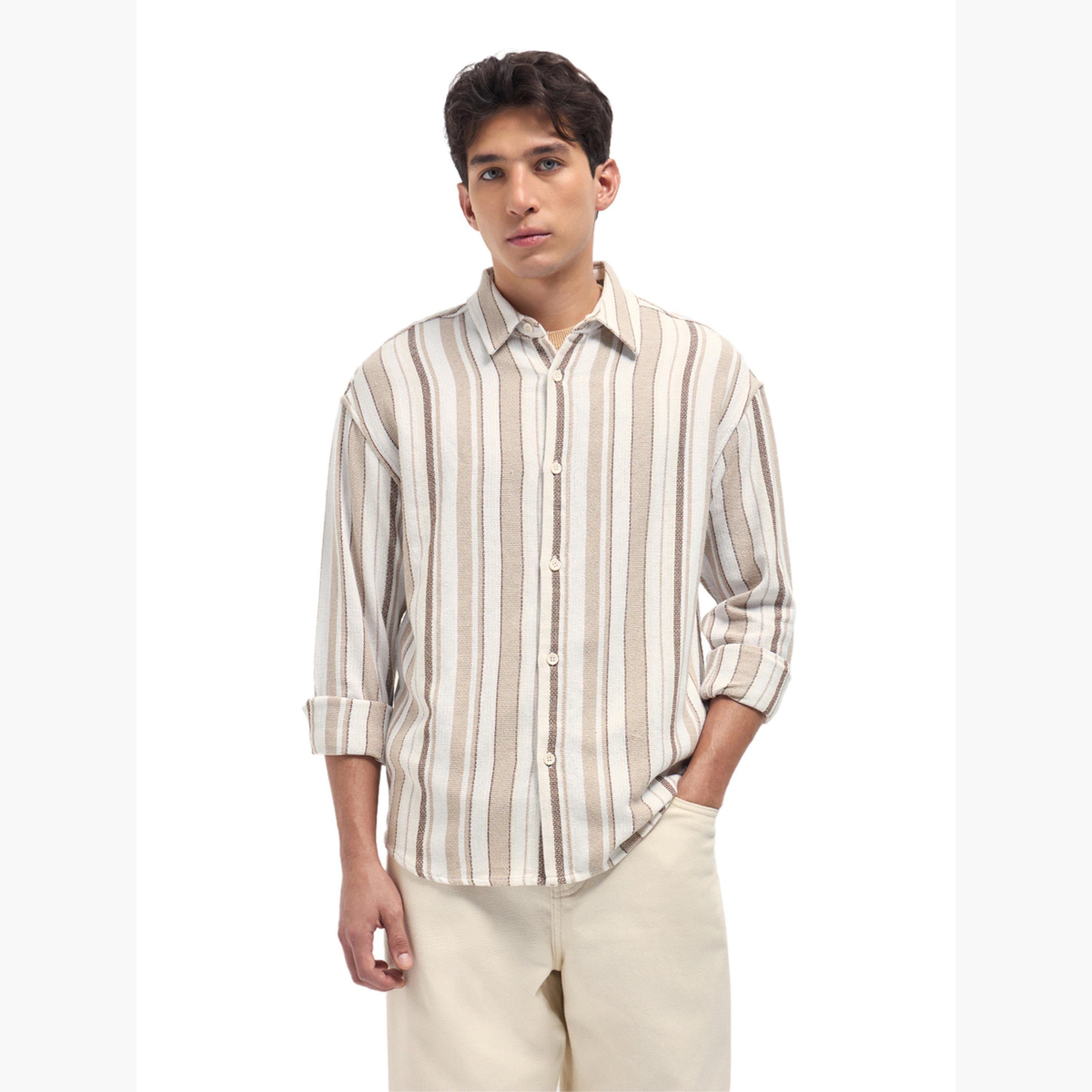 ذا بير هاوس × ستايلي - قميص رجالي قطني مخطط بقصة مريحة-men-clothing-shirts-image-6