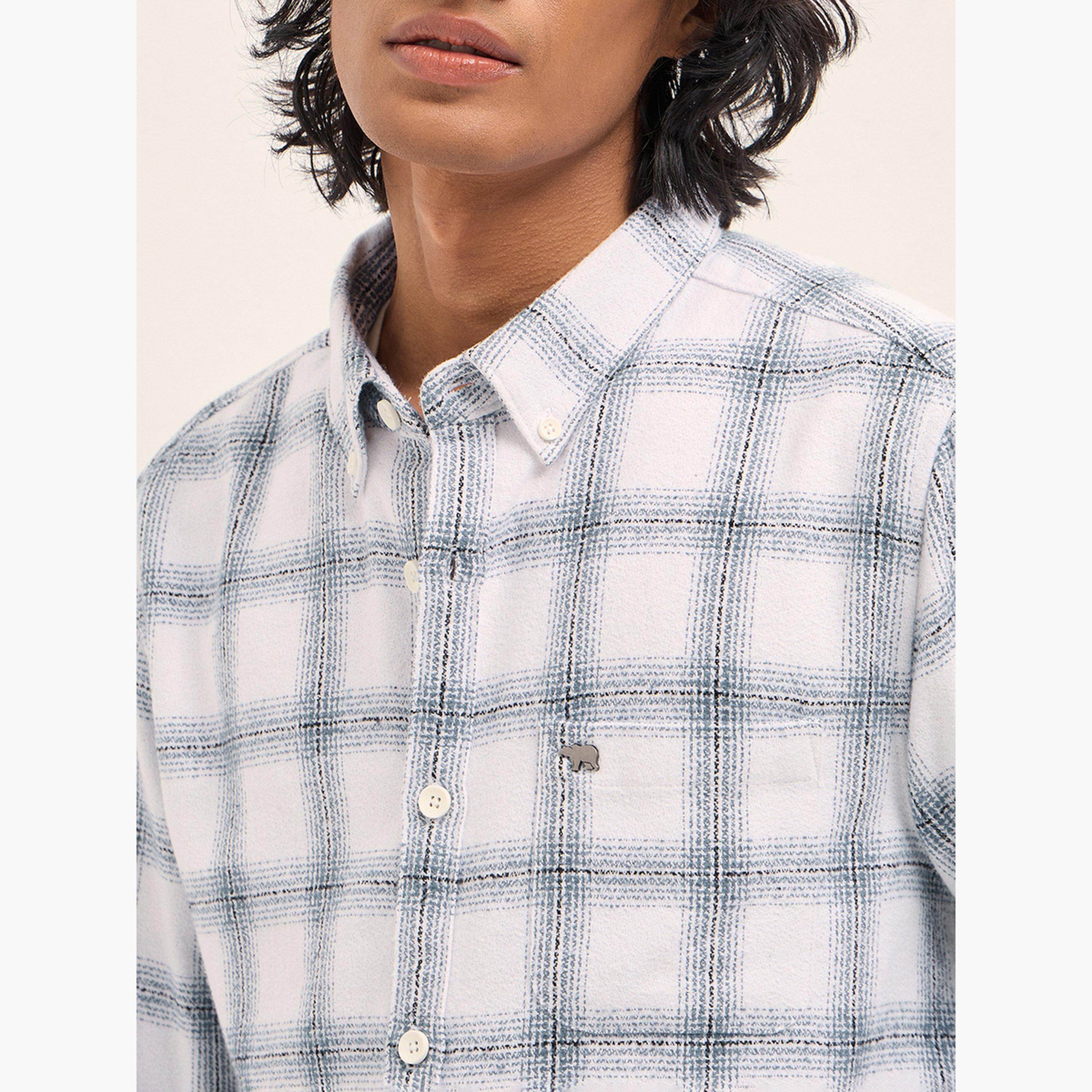 ذا بير هاوس × ستايلي - قميص رجالي قطني من الفلانيل المربّع بقصة ضيقة لإطلالة الكاجوال-men-clothing-shirts-image-3