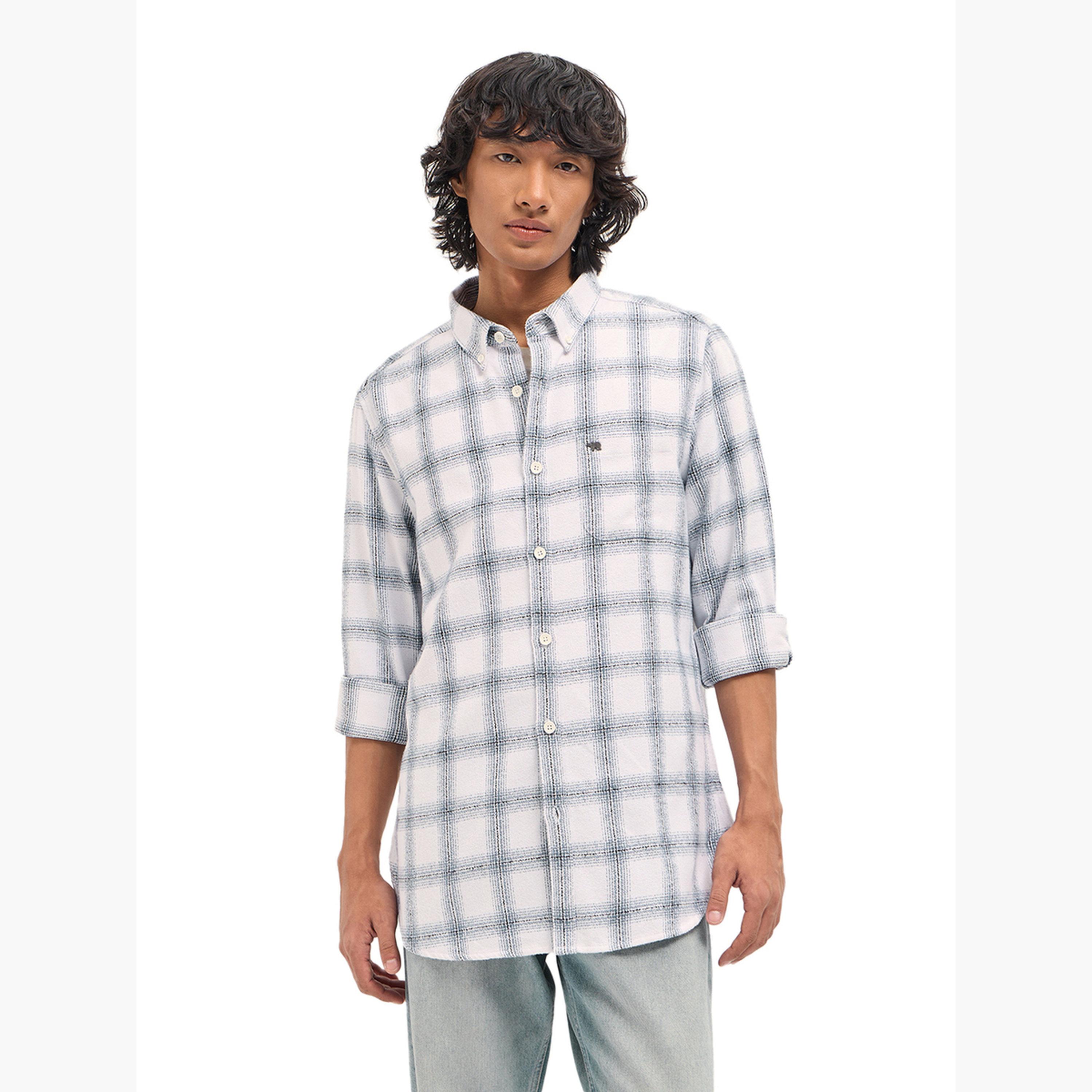 ذا بير هاوس × ستايلي - قميص رجالي قطني من الفلانيل المربّع بقصة ضيقة لإطلالة الكاجوال-men-clothing-shirts-image-5