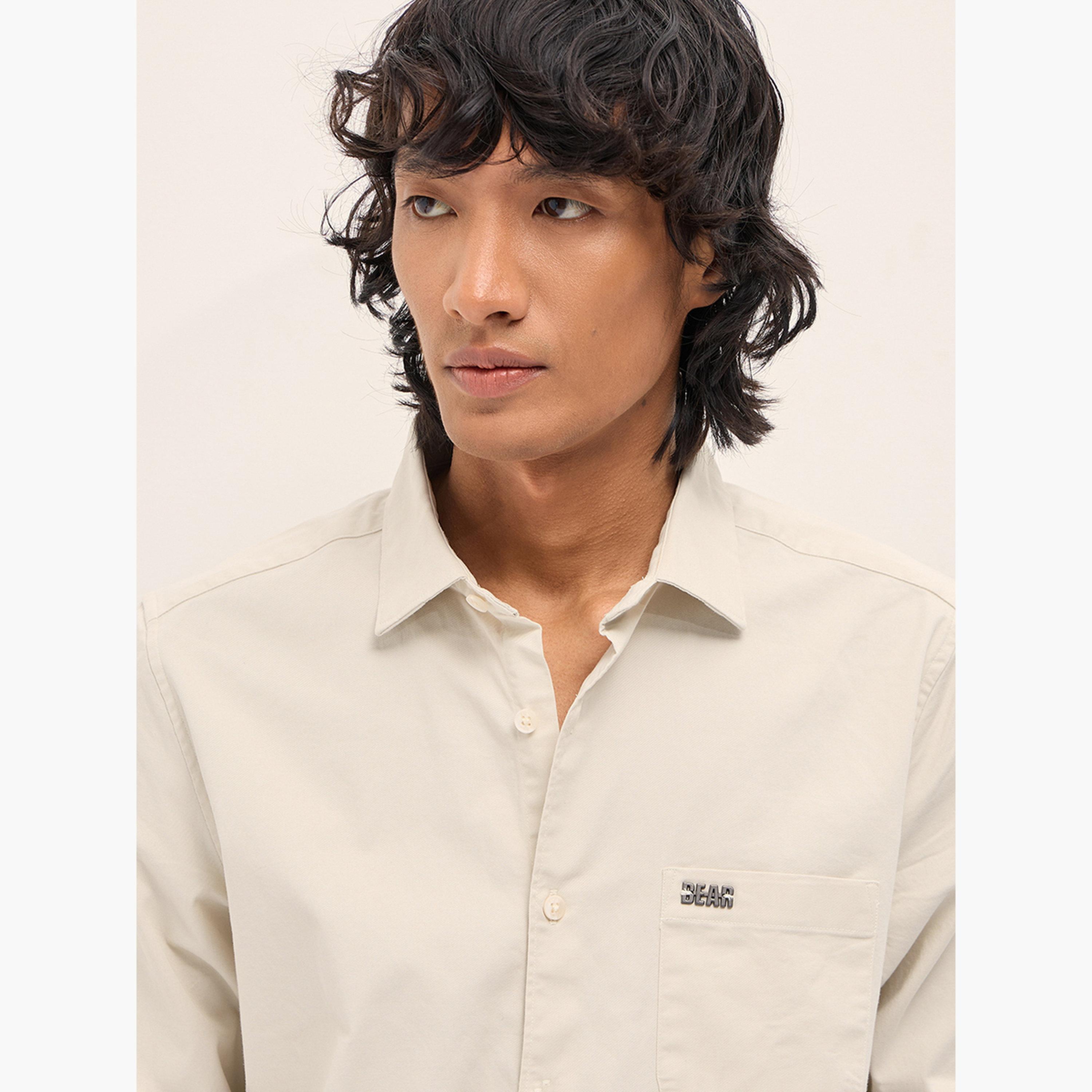 The Bear House X Styli Men's Solid Cotton Slim Fit Casual Shirt-men-clothing-shirts-image-2
