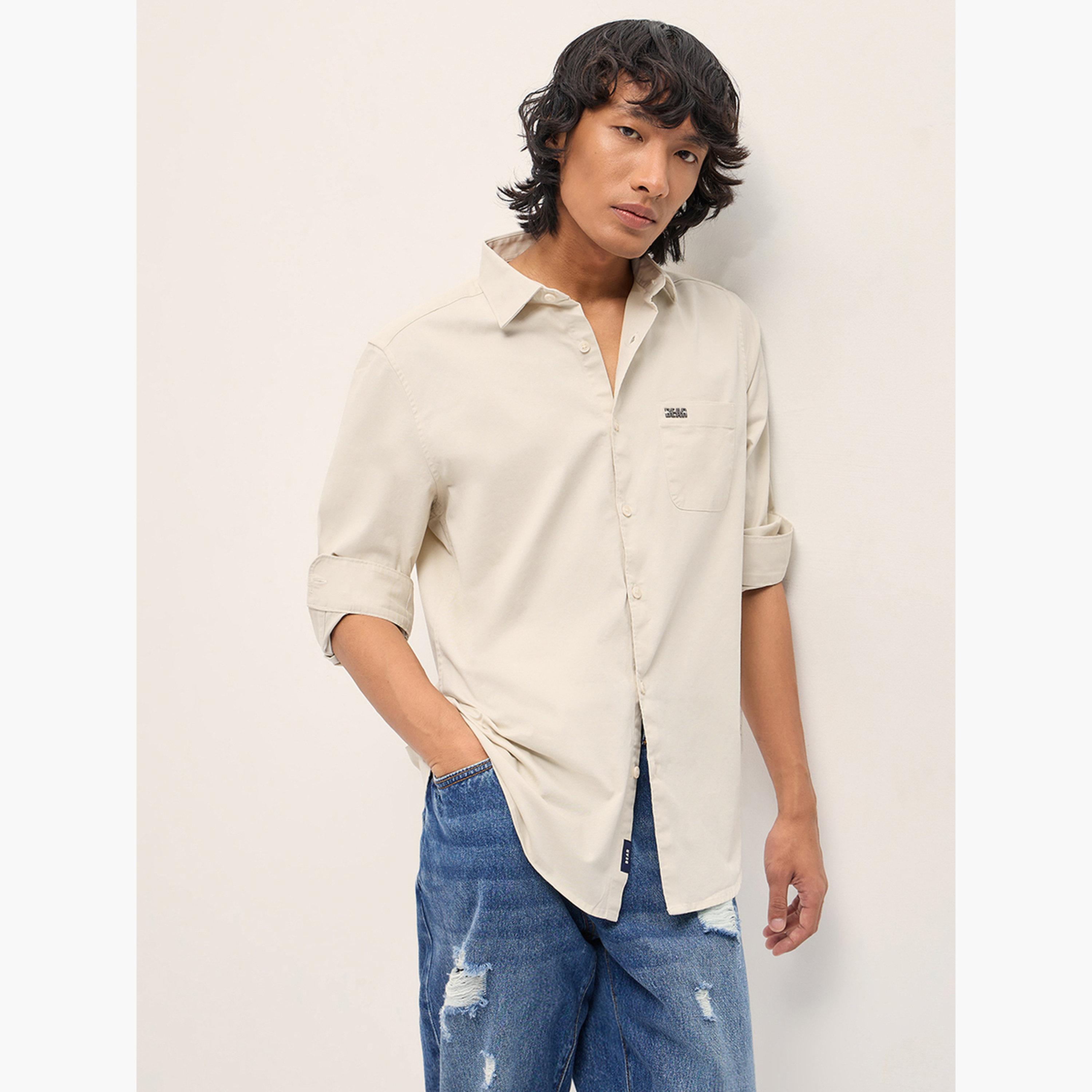 The Bear House X Styli Men's Solid Cotton Slim Fit Casual Shirt-men-clothing-shirts-image-5