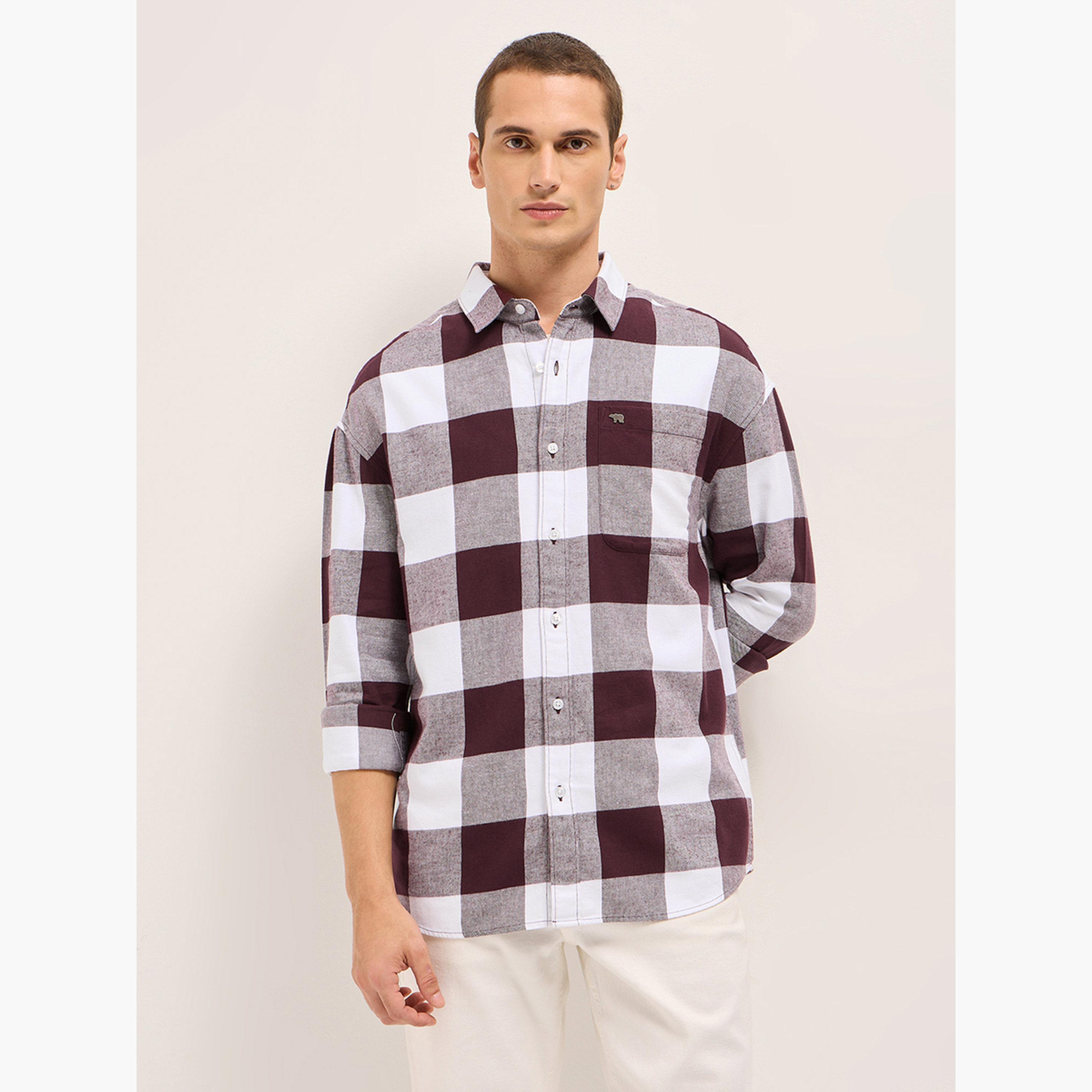 The Bear House X Styli Men Cotton Checked Relax Fit Flannel Casual Shirt-men-clothing-shirts-image-1