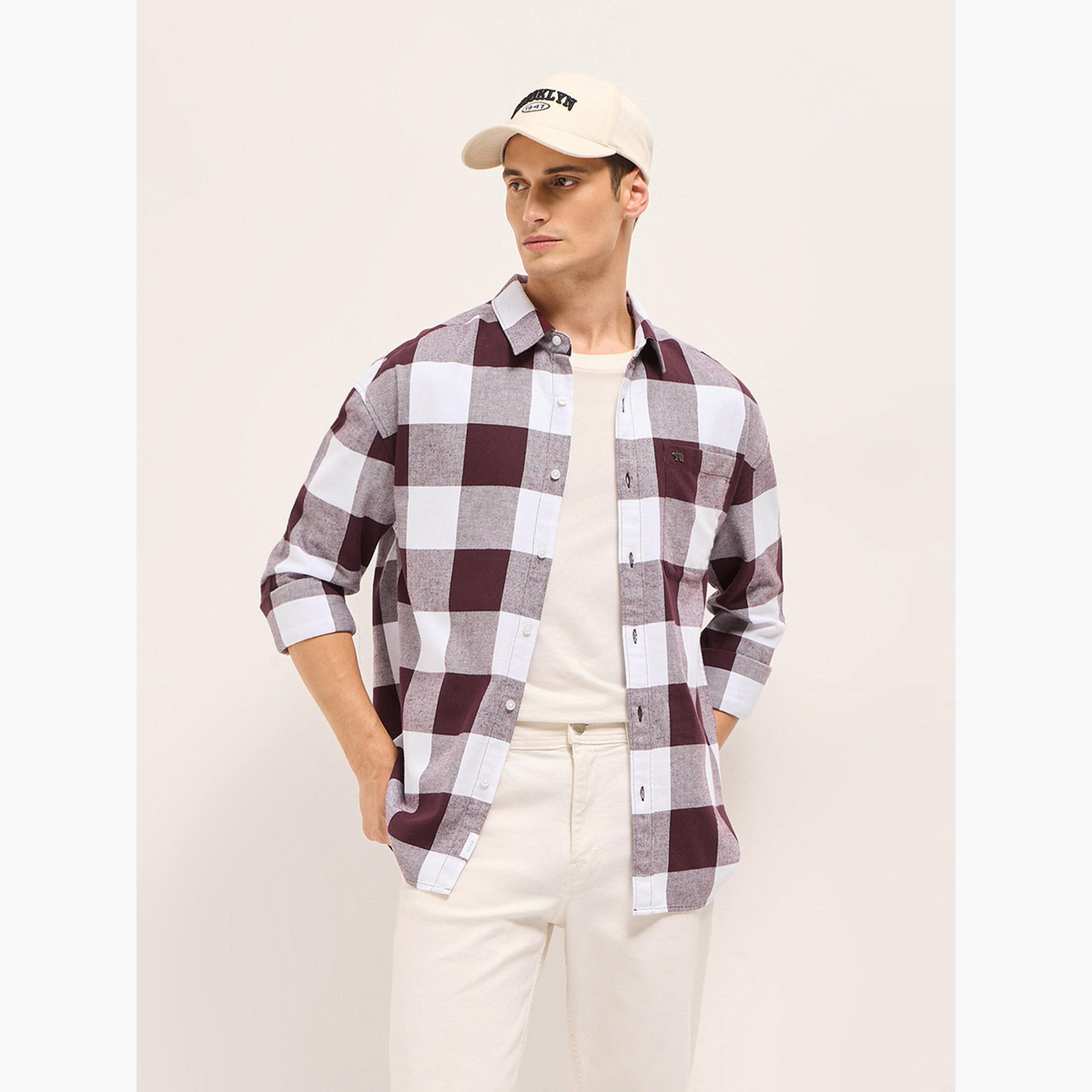 The Bear House X Styli Men Cotton Checked Relax Fit Flannel Casual Shirt-men-clothing-shirts-image-5