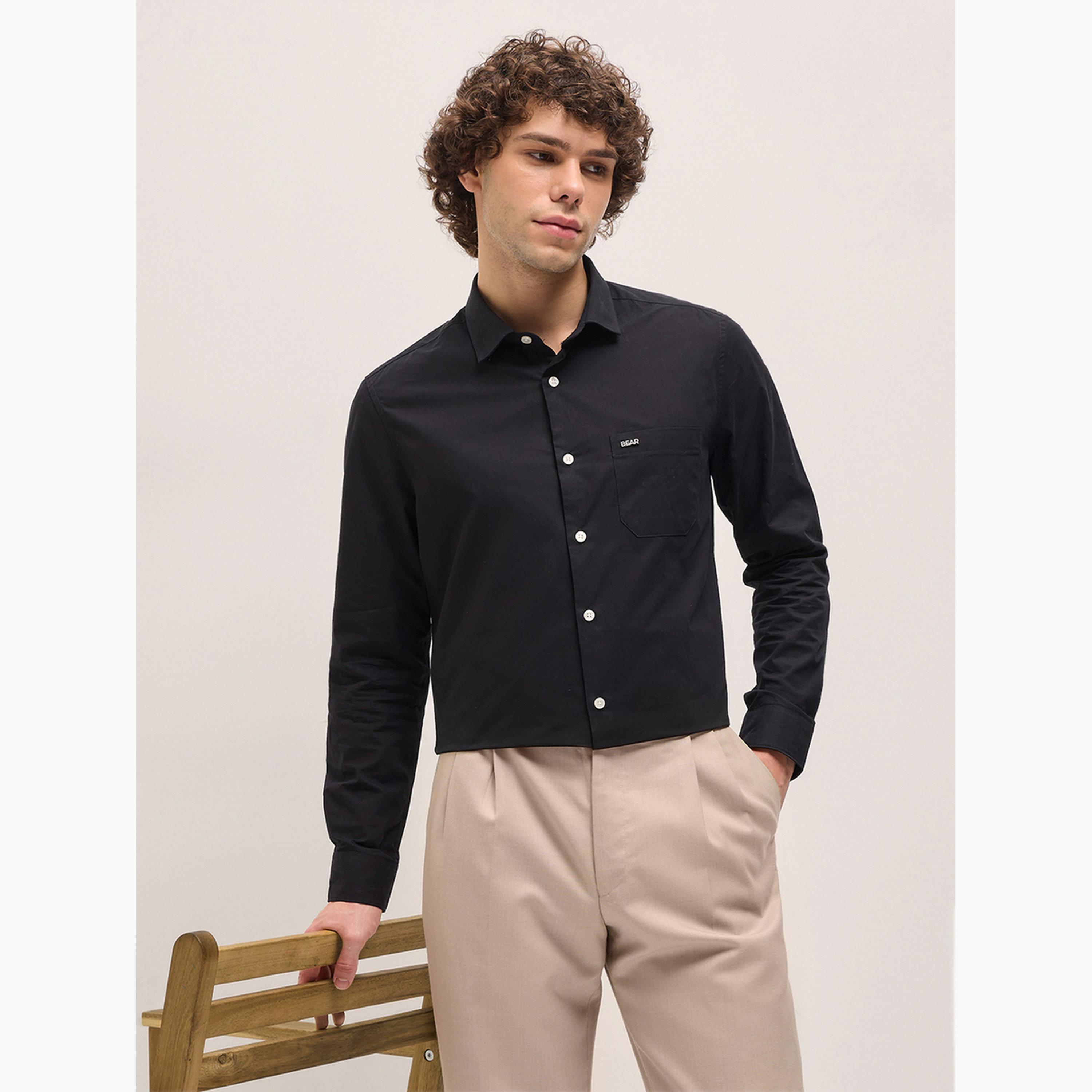 The Bear House X Styli black tailored fit cotton formal shirt-men-clothing-shirts-image-1