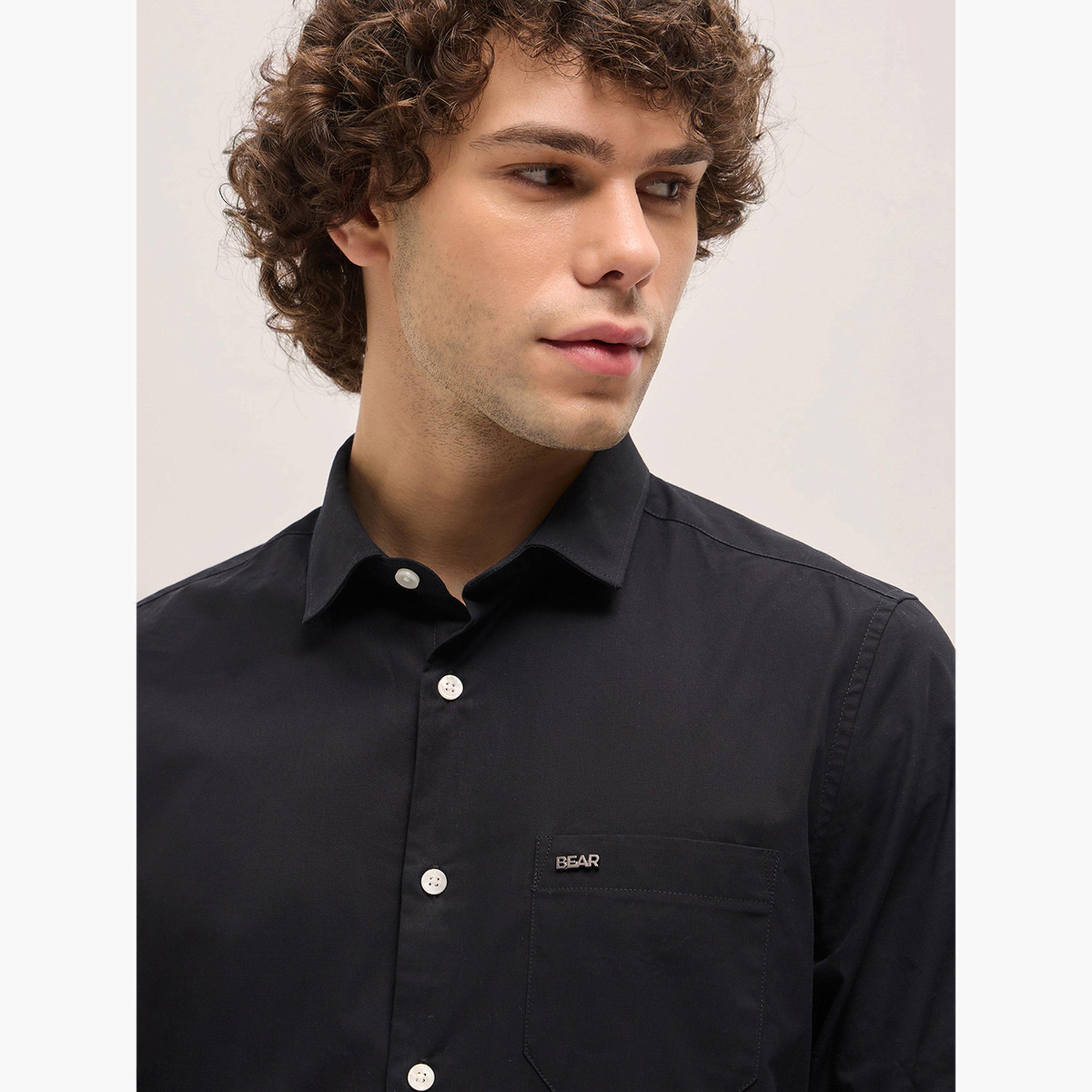 The Bear House X Styli black tailored fit cotton formal shirt-men-clothing-shirts-image-2