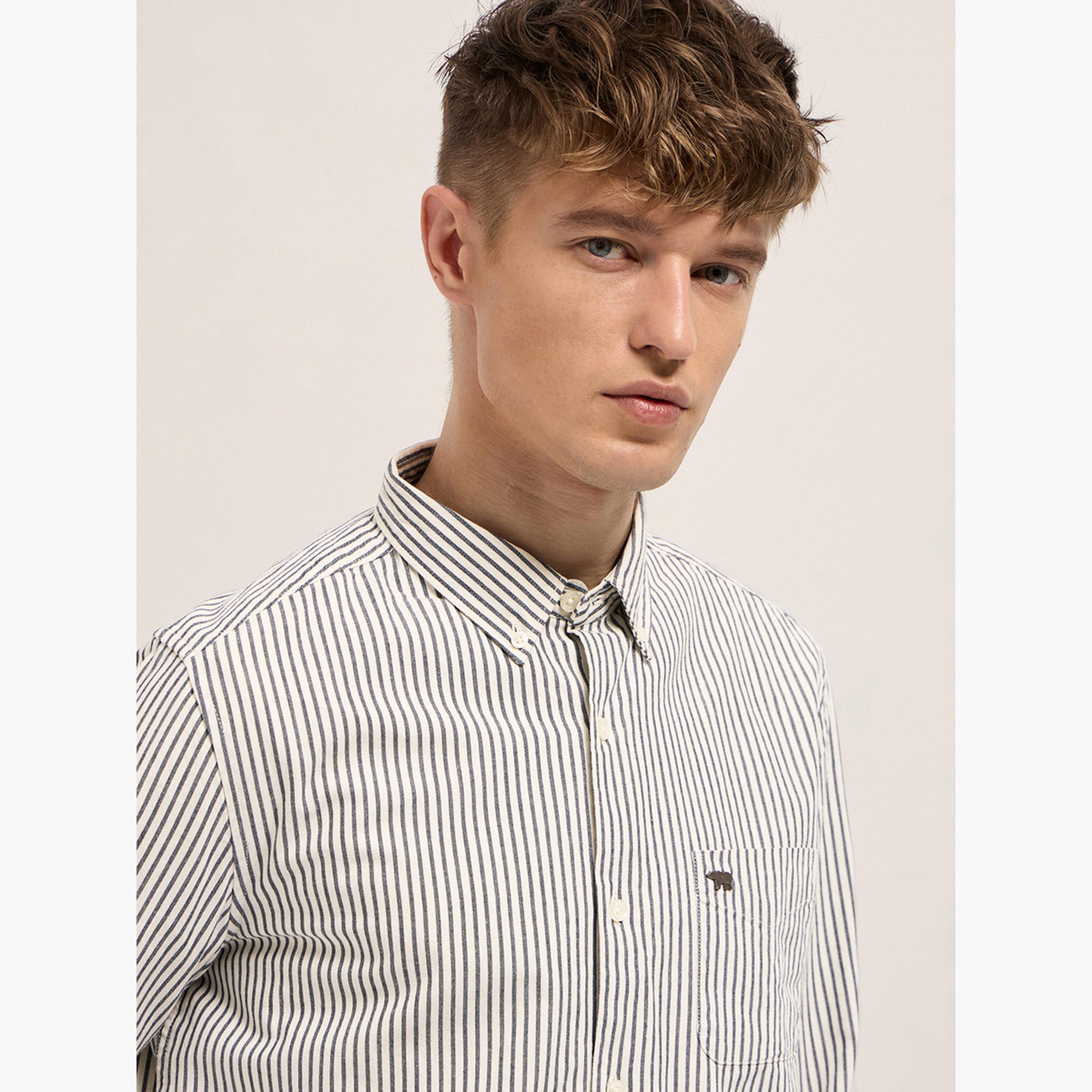 ذا بير هاوس × ستايلي - قميص رجالي قطني مخطط بقصة ضيقة لإطلالة الكاجوال-men-clothing-shirts-image-3