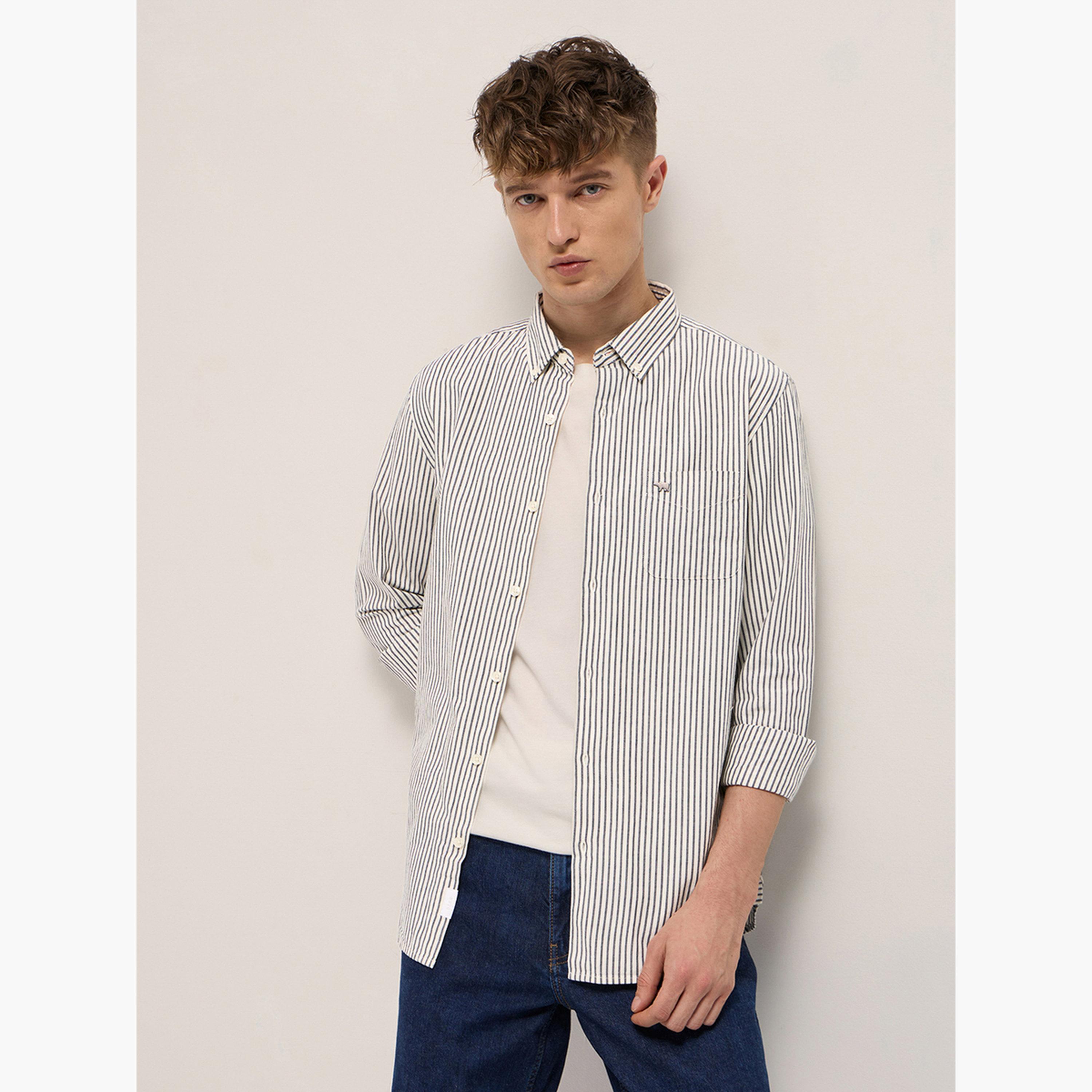 ذا بير هاوس × ستايلي - قميص رجالي قطني مخطط بقصة ضيقة لإطلالة الكاجوال-men-clothing-shirts-image-4