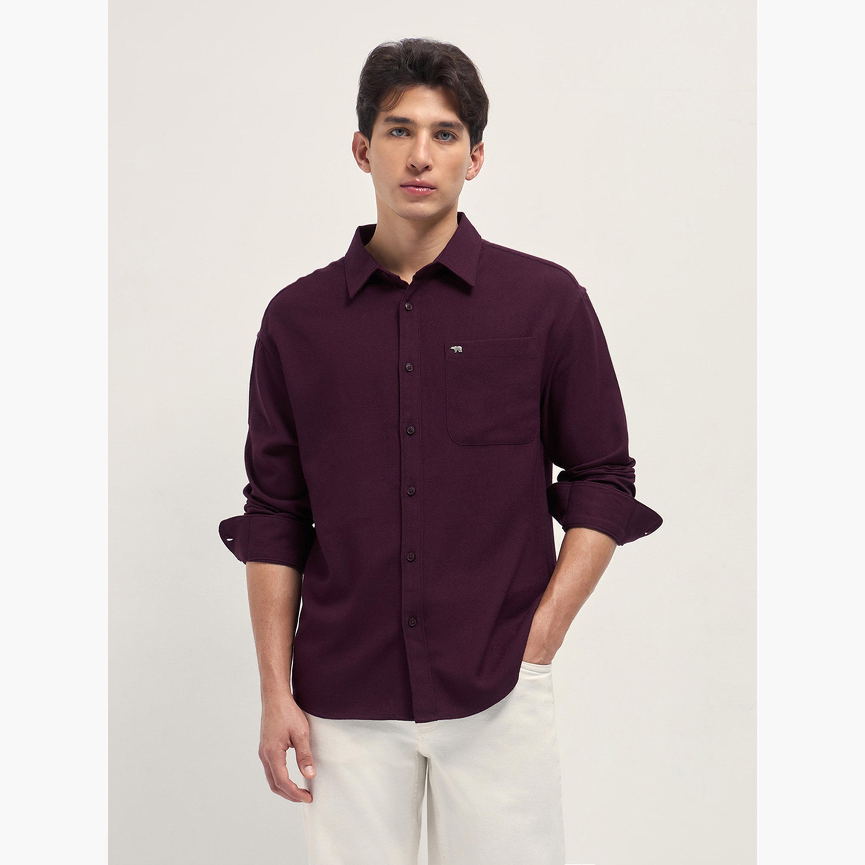 ذا بير هاوس × ستايلي - قميص رجالي كاجوال بقصة مريحة ومنسوجة بنسيج مميز-men-clothing-shirts-image-1