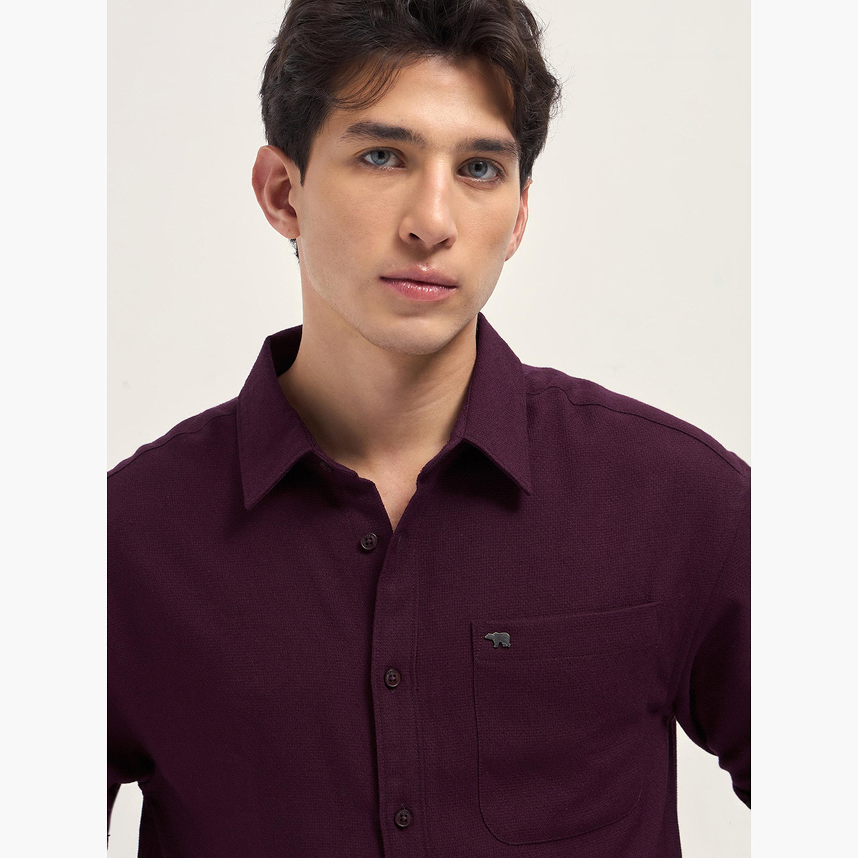 ذا بير هاوس × ستايلي - قميص رجالي كاجوال بقصة مريحة ومنسوجة بنسيج مميز-men-clothing-shirts-image-2