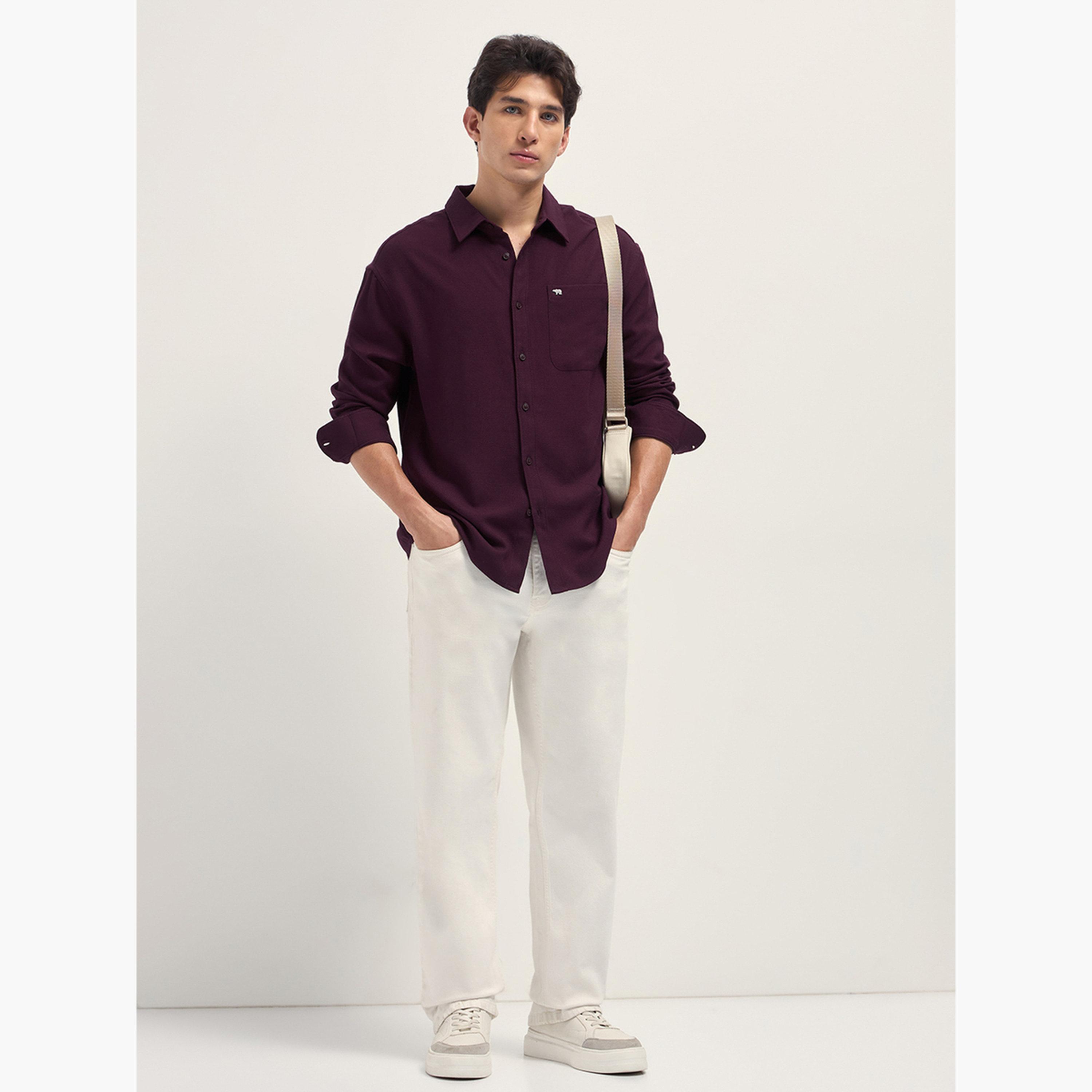 ذا بير هاوس × ستايلي - قميص رجالي كاجوال بقصة مريحة ومنسوجة بنسيج مميز-men-clothing-shirts-image-4
