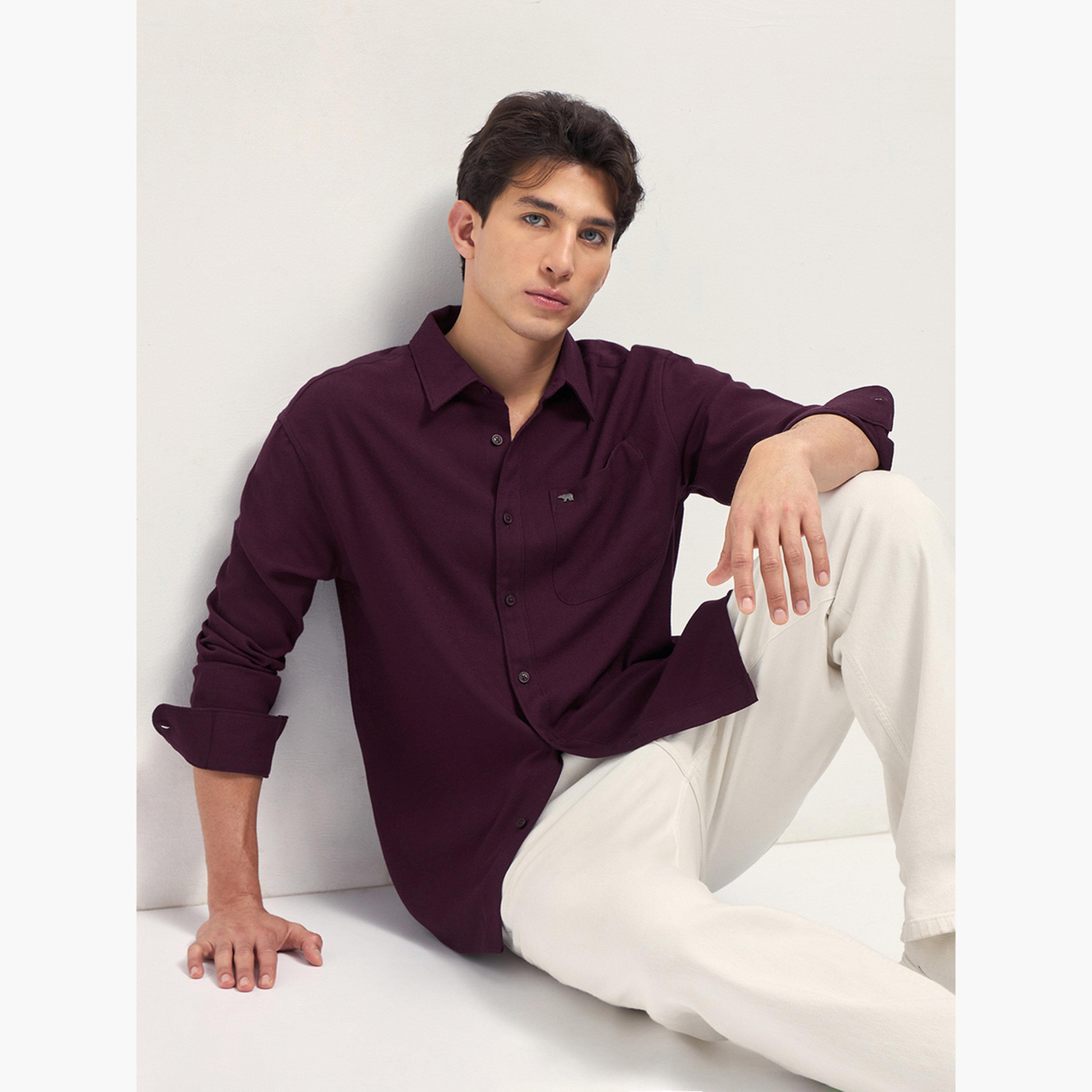 ذا بير هاوس × ستايلي - قميص رجالي كاجوال بقصة مريحة ومنسوجة بنسيج مميز-men-clothing-shirts-image-6