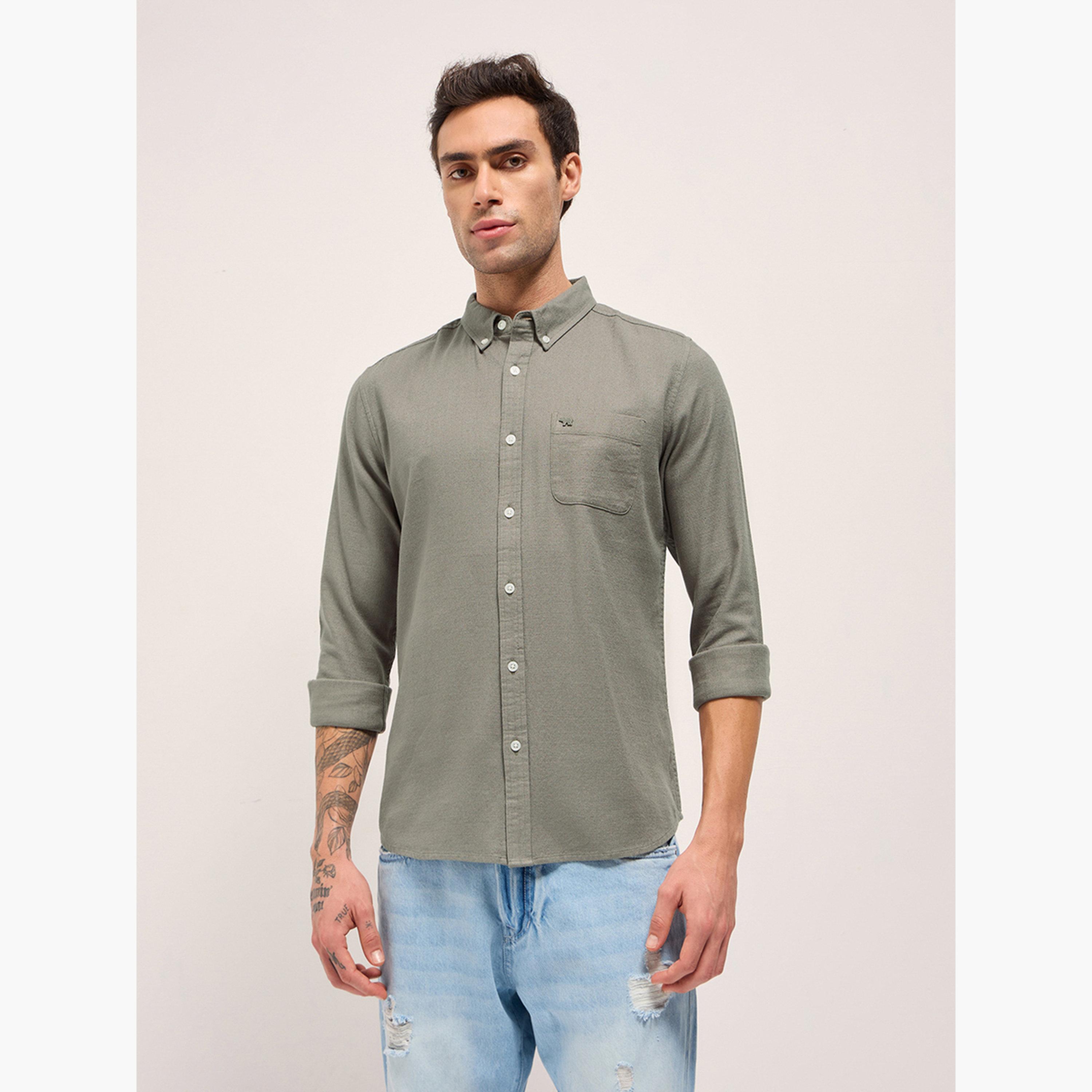 The Bear House X Styli Men's Solid Cotton Linen Slim Fit Casual Shirt-men-clothing-shirts-image-1