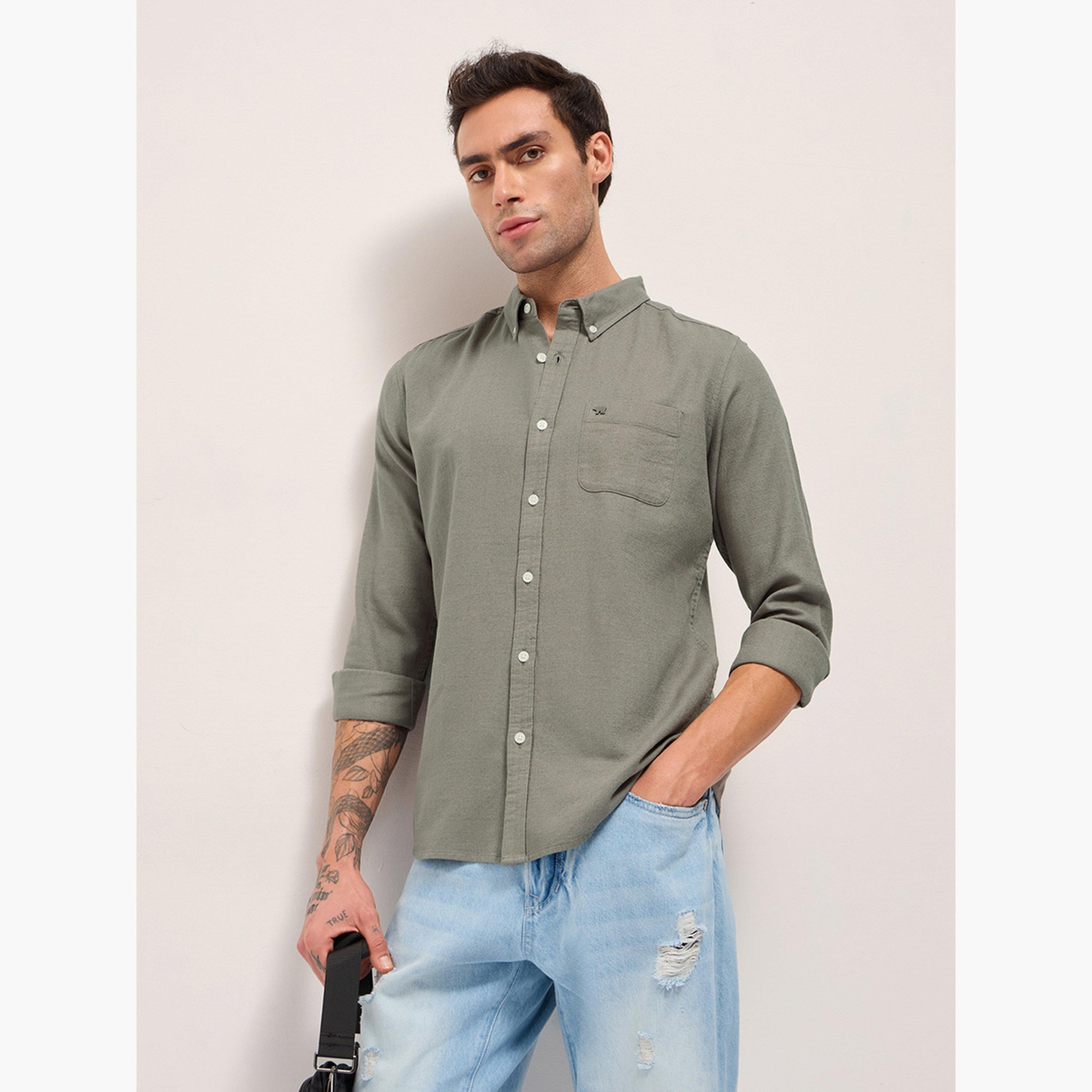 The Bear House X Styli Men's Solid Cotton Linen Slim Fit Casual Shirt-men-clothing-shirts-image-5