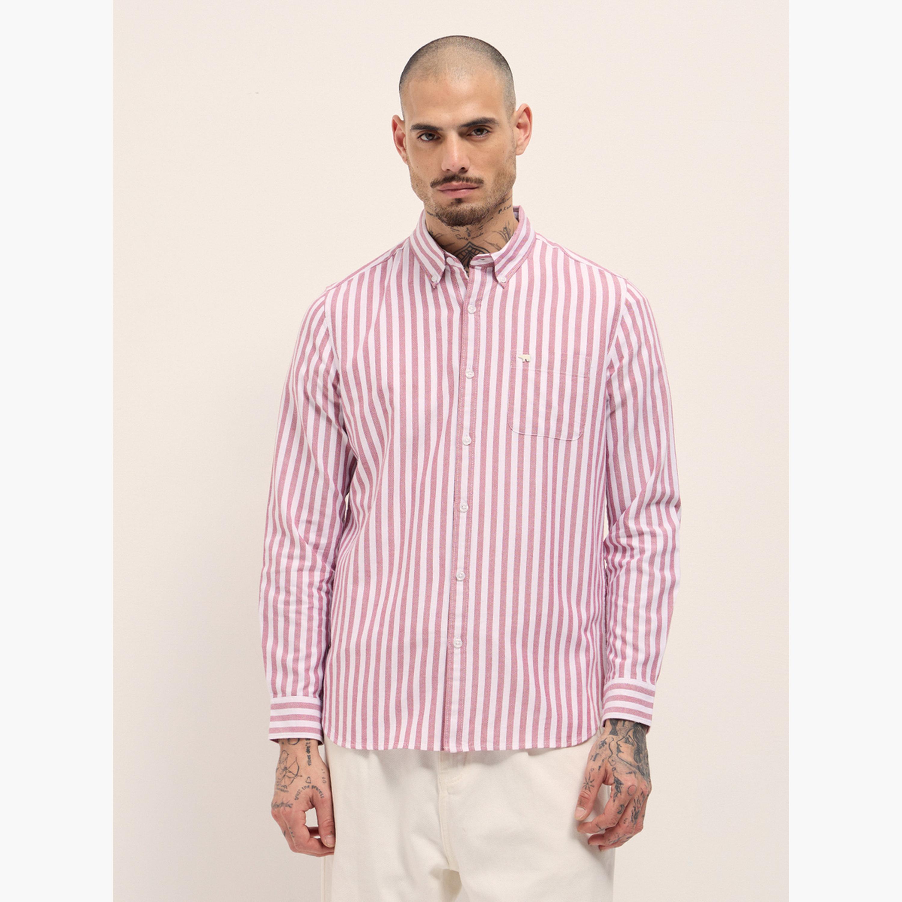 The Bear House X Styli Men's Pure Cotton Striped Casual Shirt-men-clothing-shirts-image-1